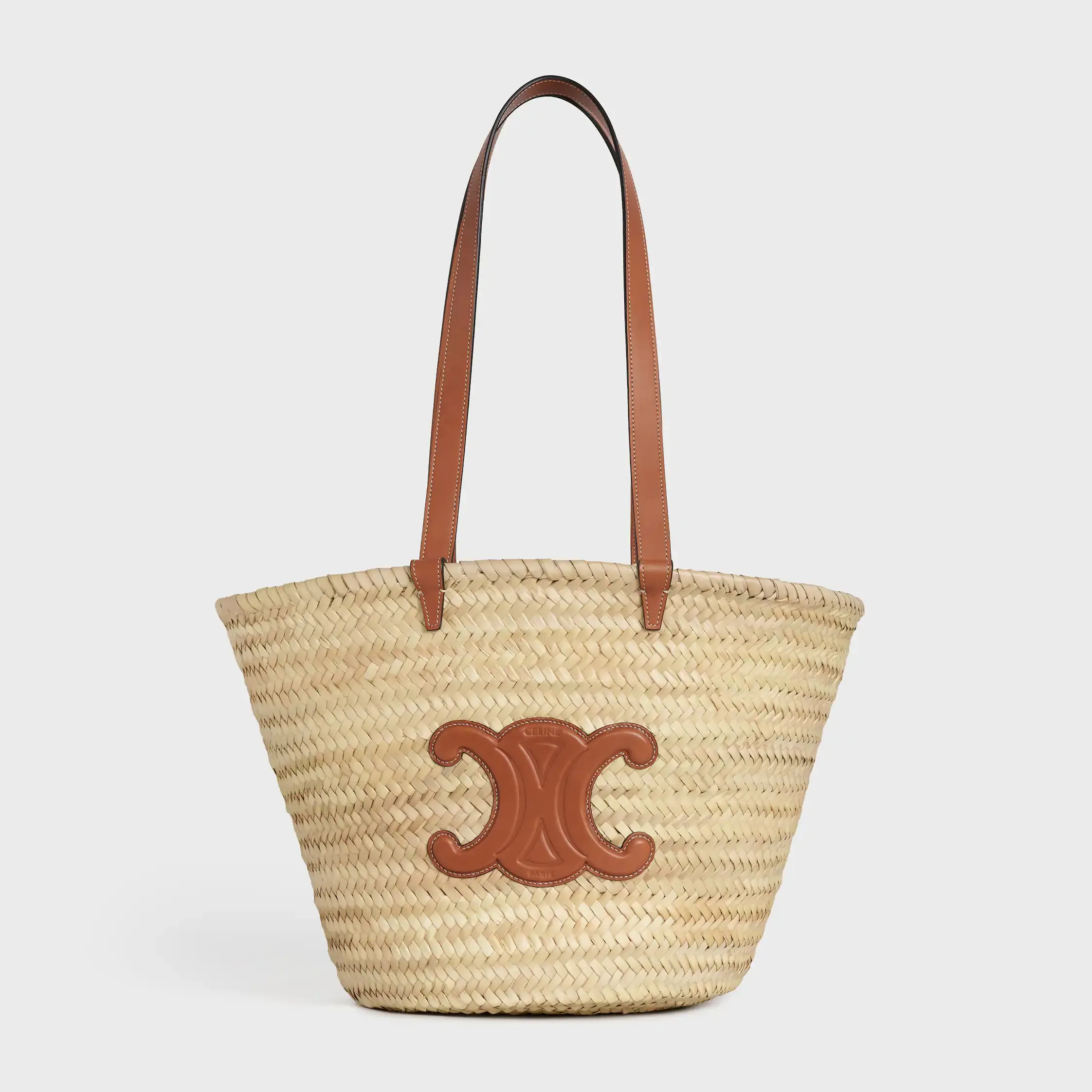 MEDIUM CELINE CLASSIC PANIER EM FOLHAS DE PALMEIRA E COURO DE VACA