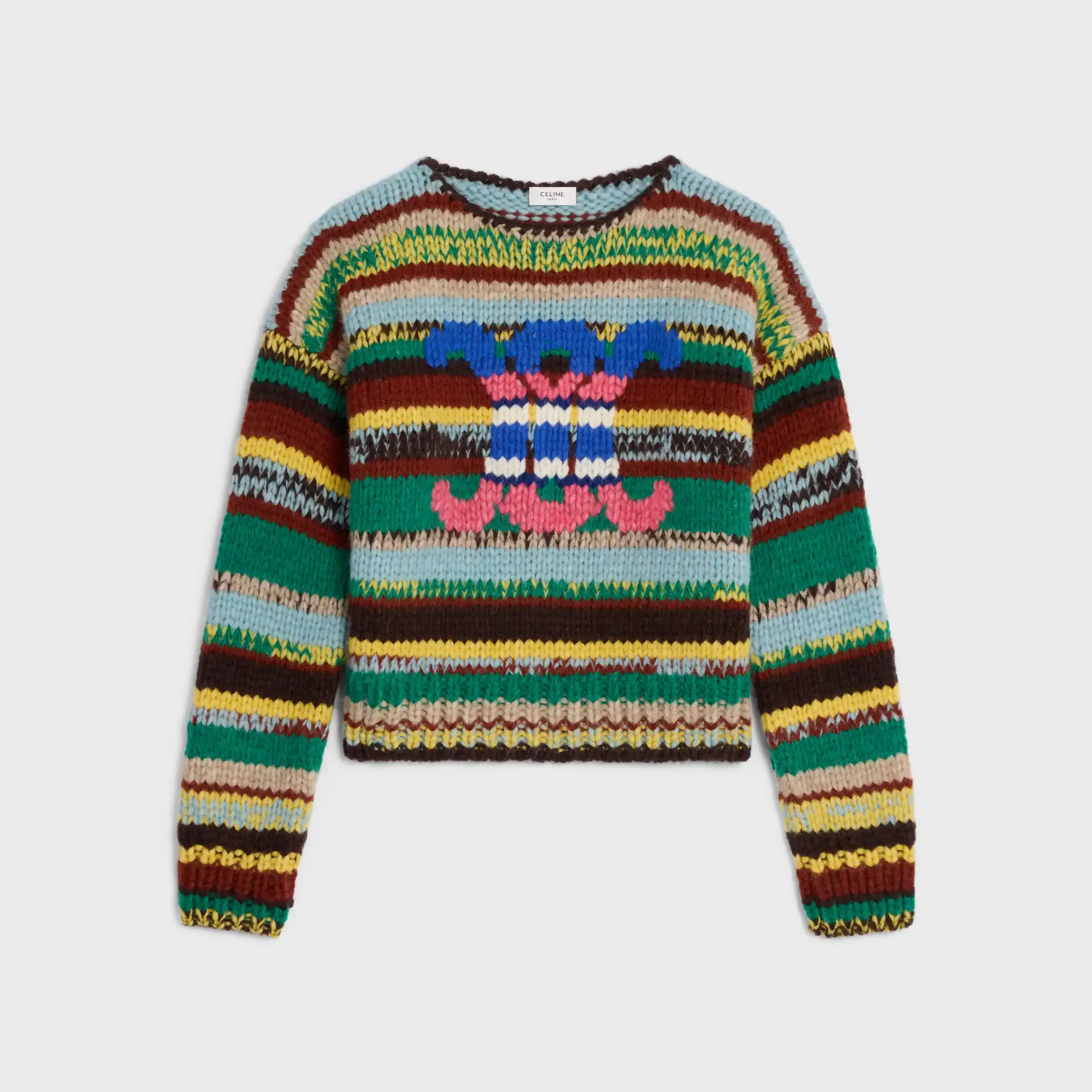 sweater com gola redonda em ALPACA MOULINE E LÃ