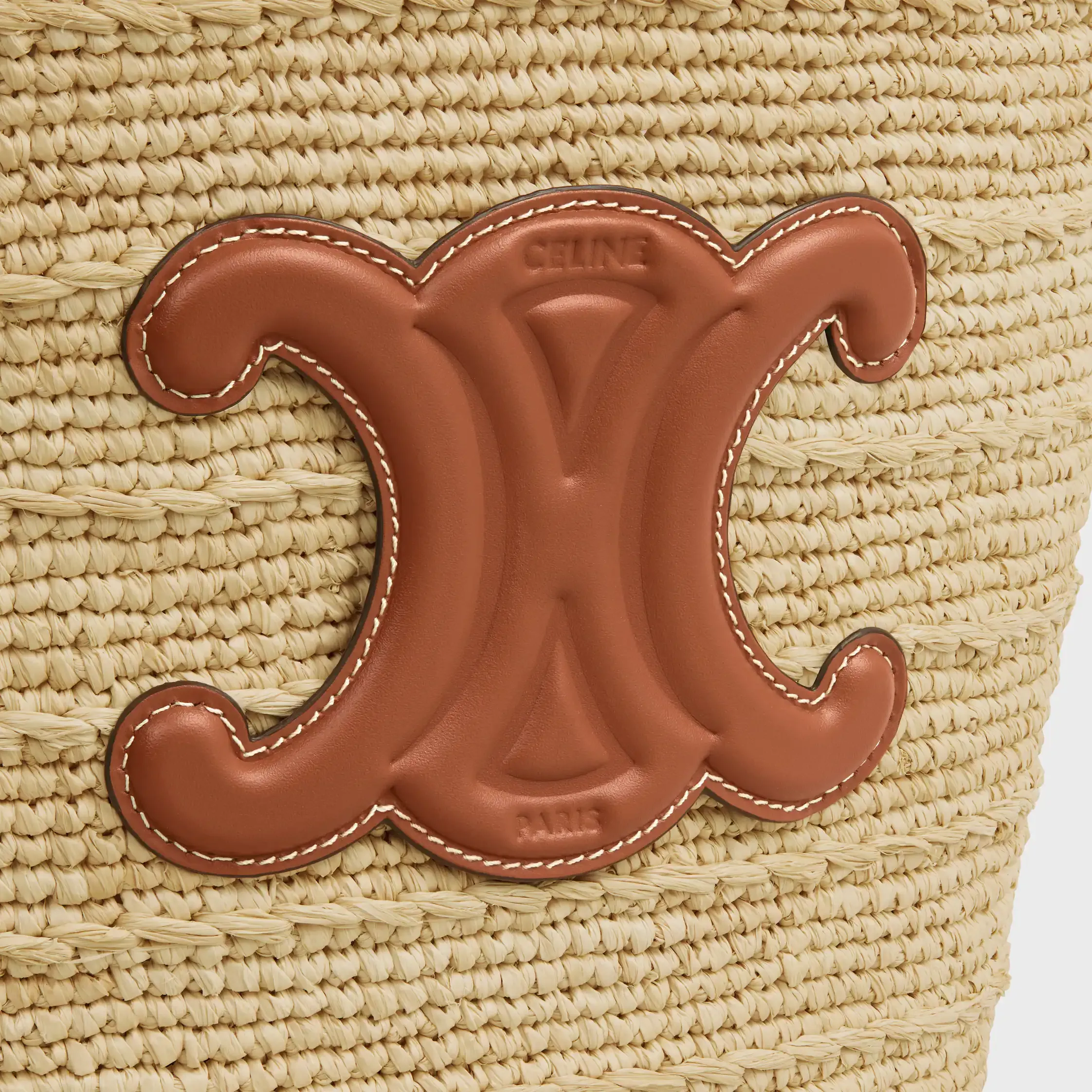 TEEN SUPPLE CELINE CLASSIC PANIER EM Raffia E Couro de Novilho