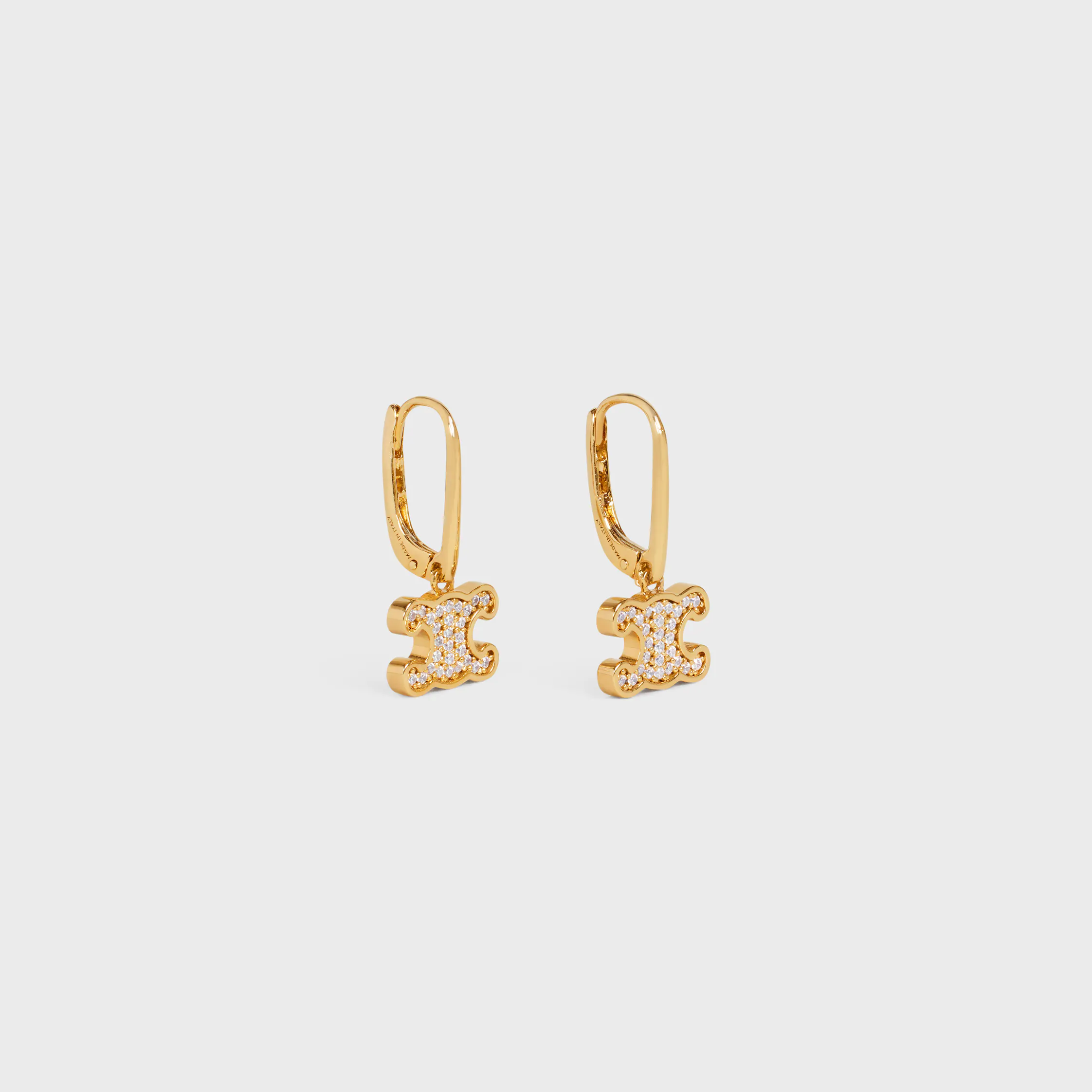 Brincos Triomphe com Strass em Latão com Acabamento Dourado e Cristais