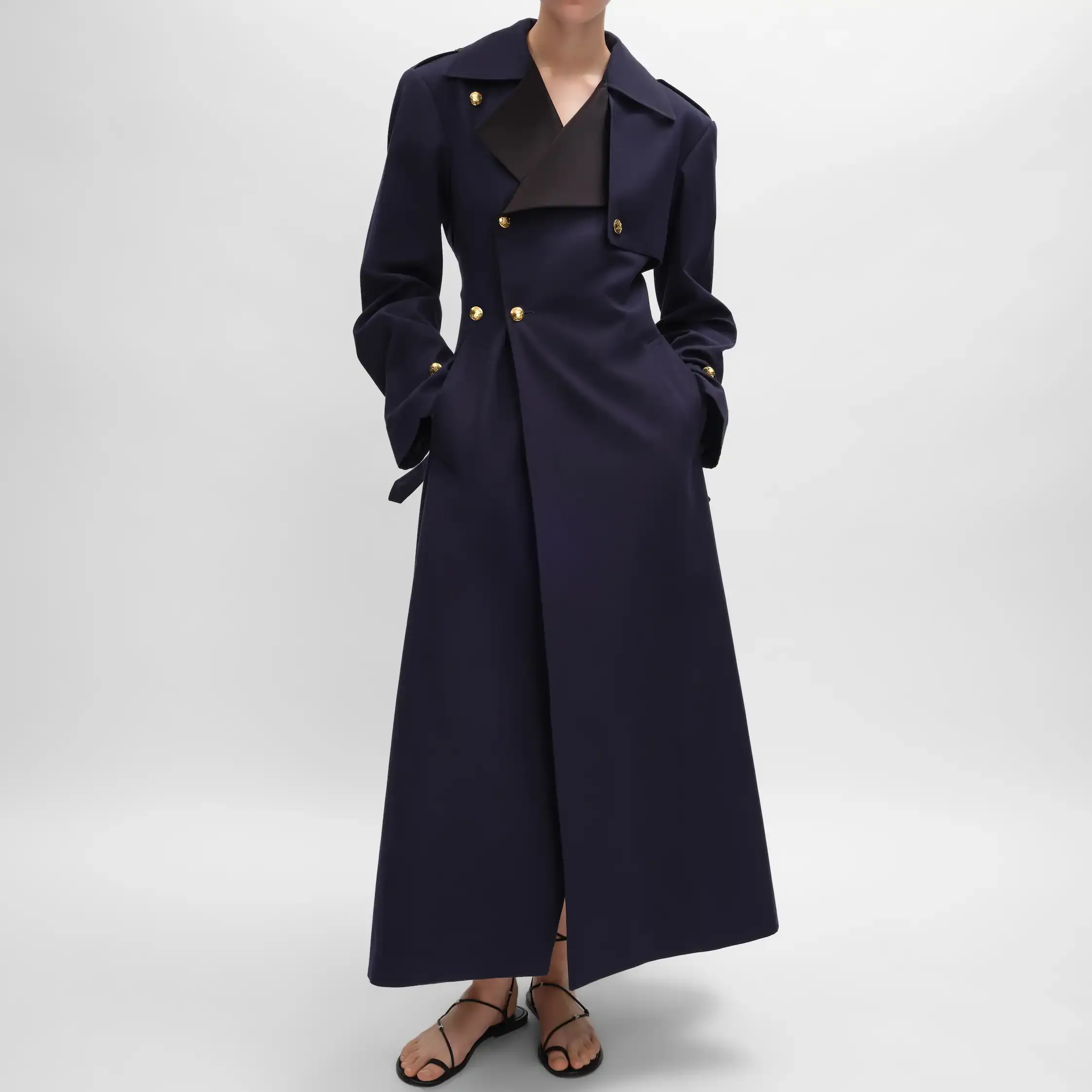 tux trench coat em algodão e gabardine de lã