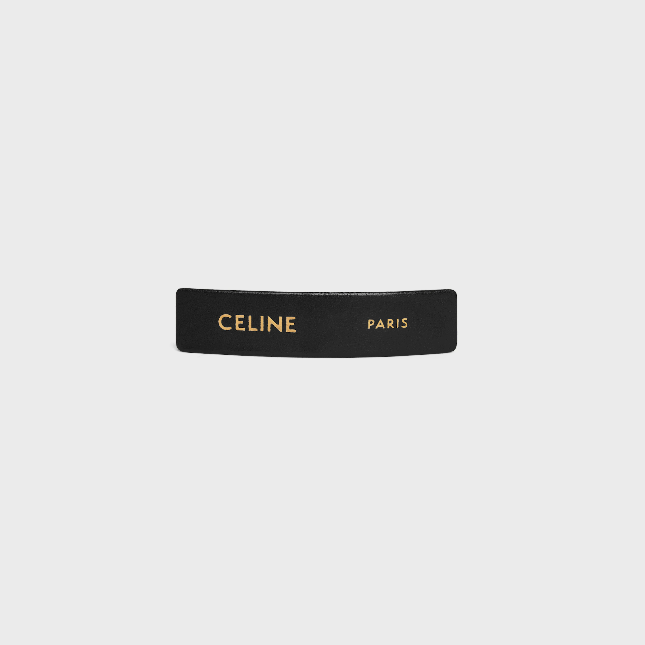 Grampo para Cabelo Celine Paris em Couro de Cordeiro, Latão com Acabamento Dourado e Aço