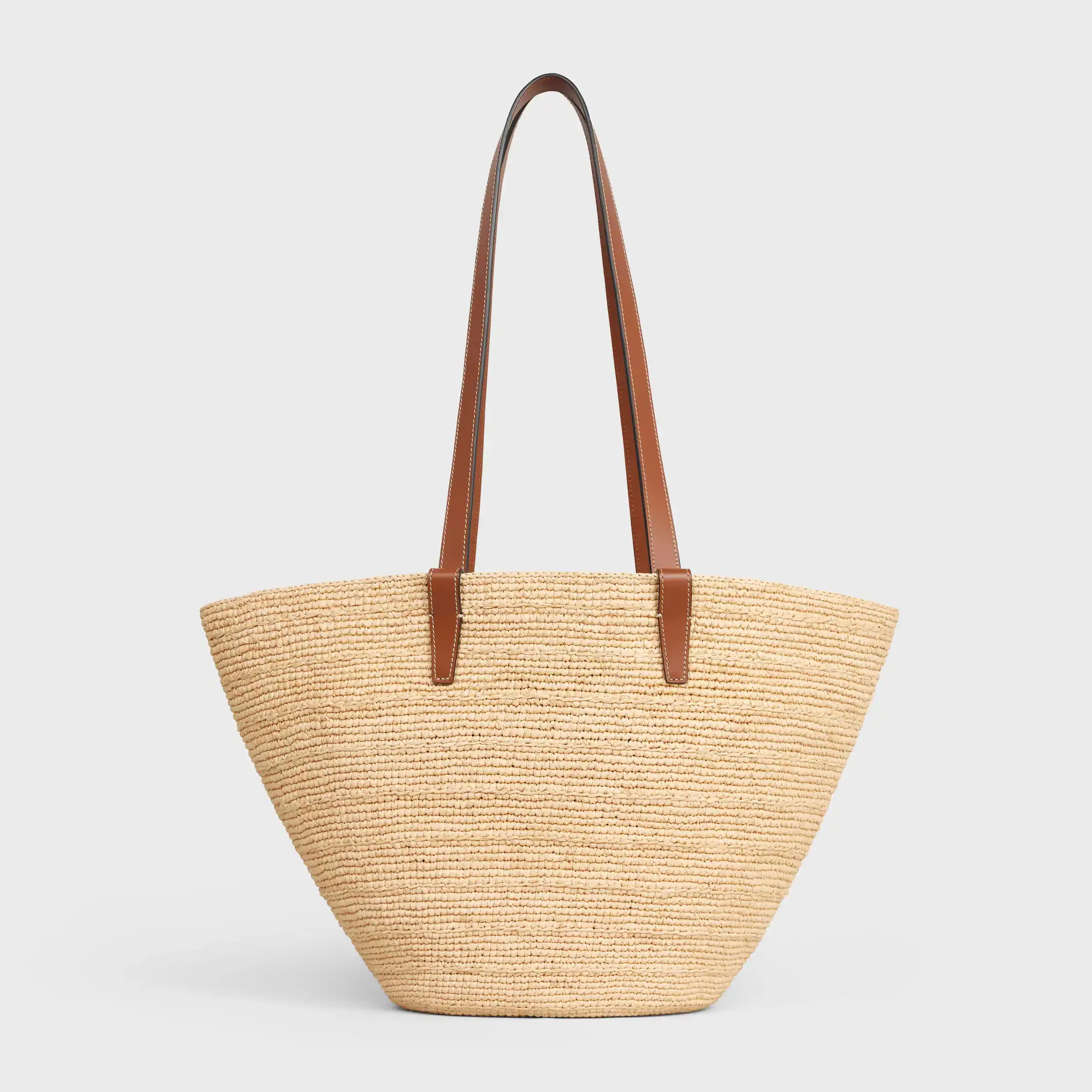 MEDIUM SUPPLE CELINE CLASSIC PANIER EM Raffia E Couro de Vitela