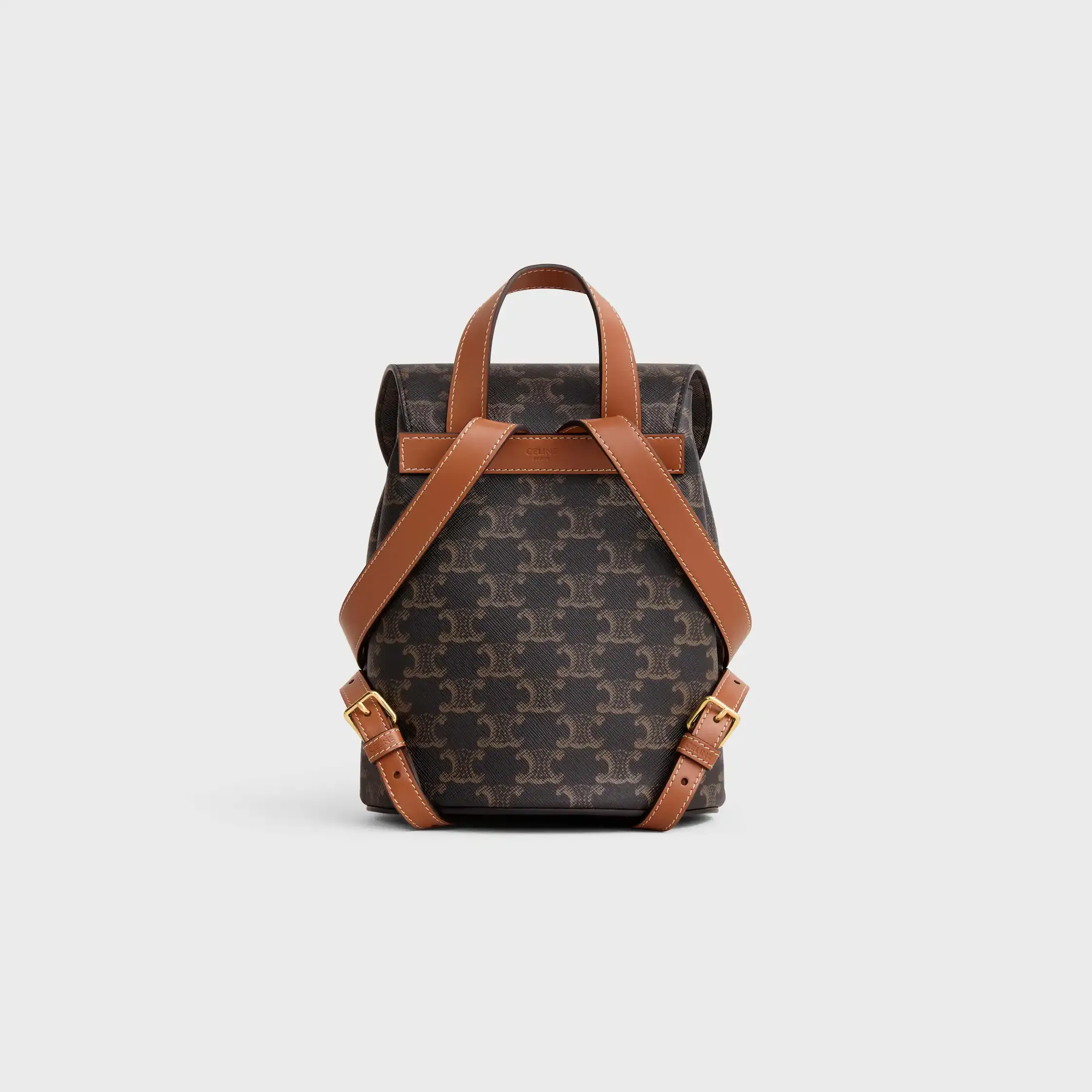 MOCHILA CELINE BONNIE EM TECIDO TRIOMPHE E COU DE VACA