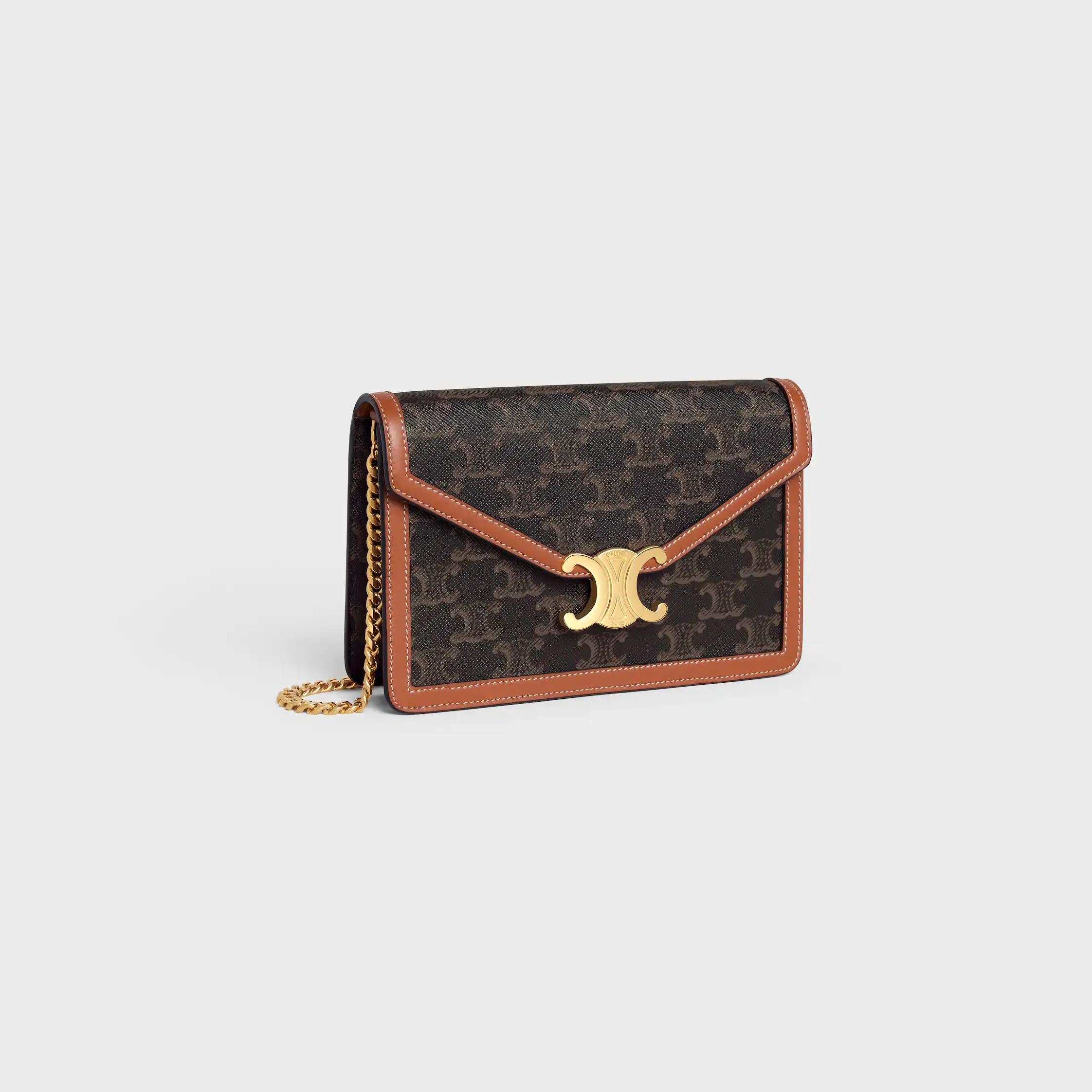 BOLSA DE MÃO MARGO EM TECIDO TRIOMPHE E COURO DE VACA