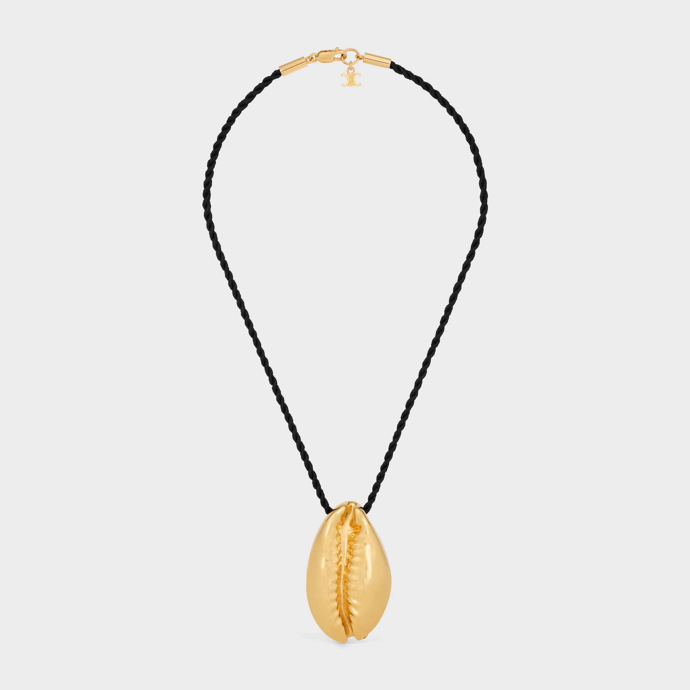Colar Celine Défilé em Latão com Acabamento Dourado e Seda