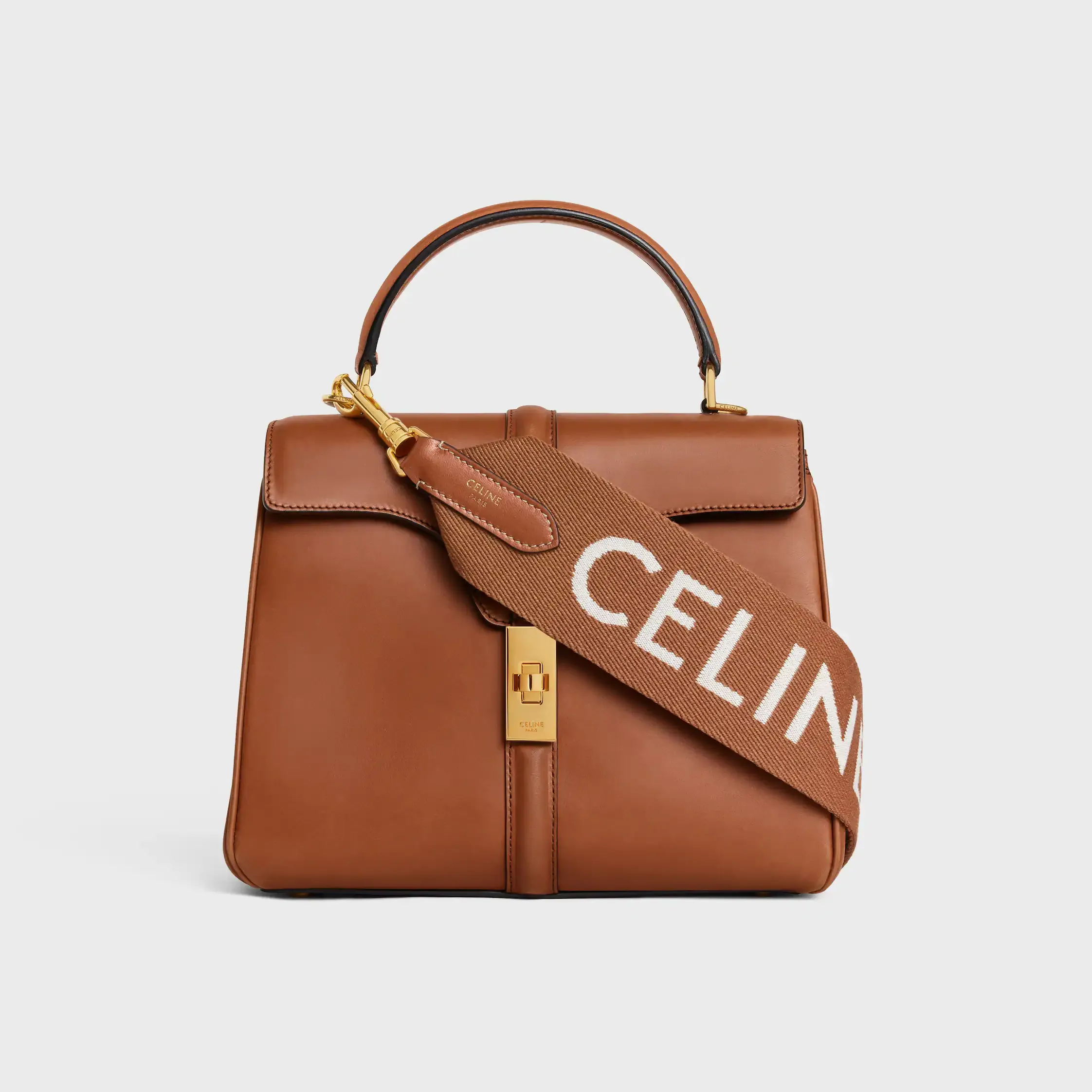 Alça Longa em Lã com Jacquard Celine com Acabamento Dourado