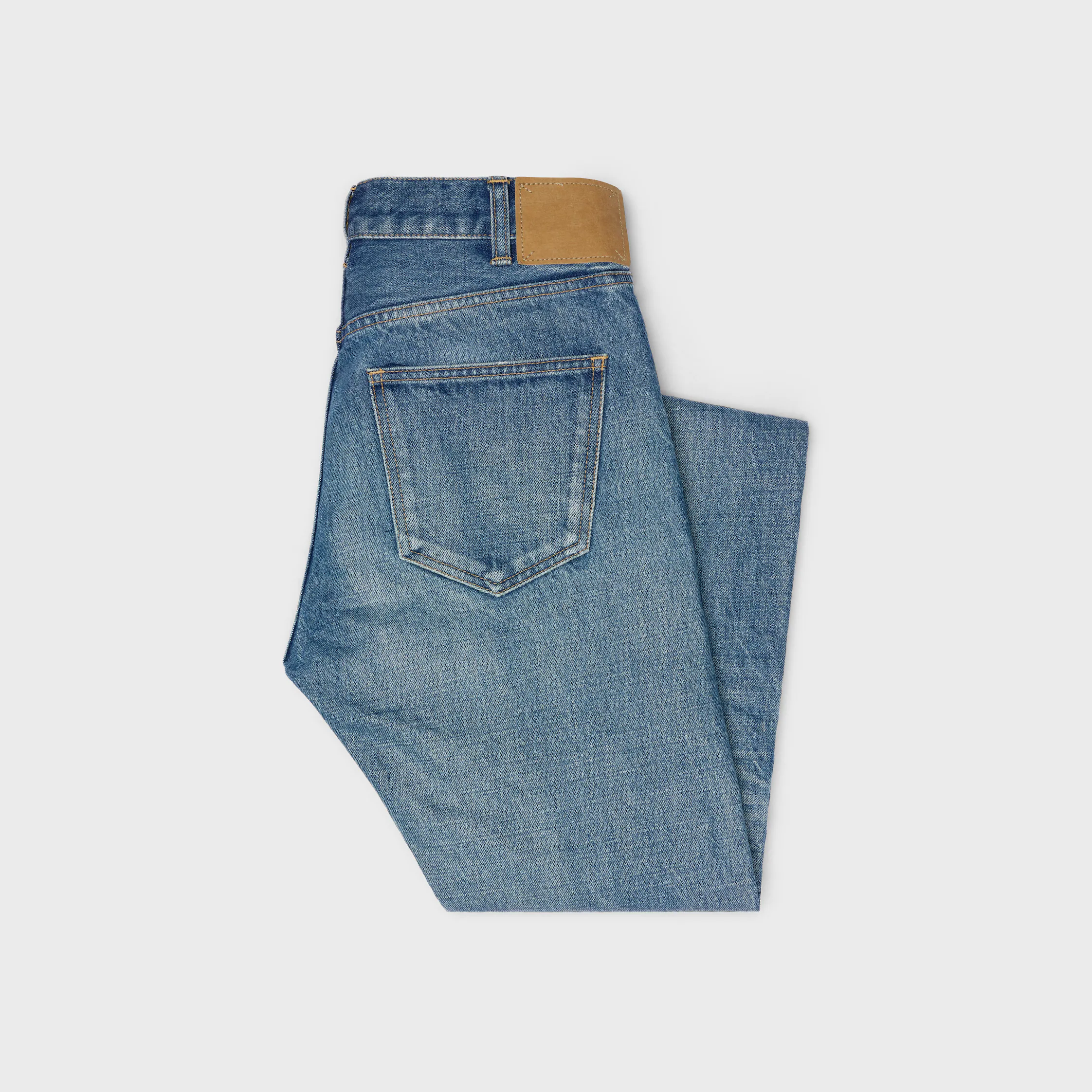 Calças jeans lou em denim de algodão
