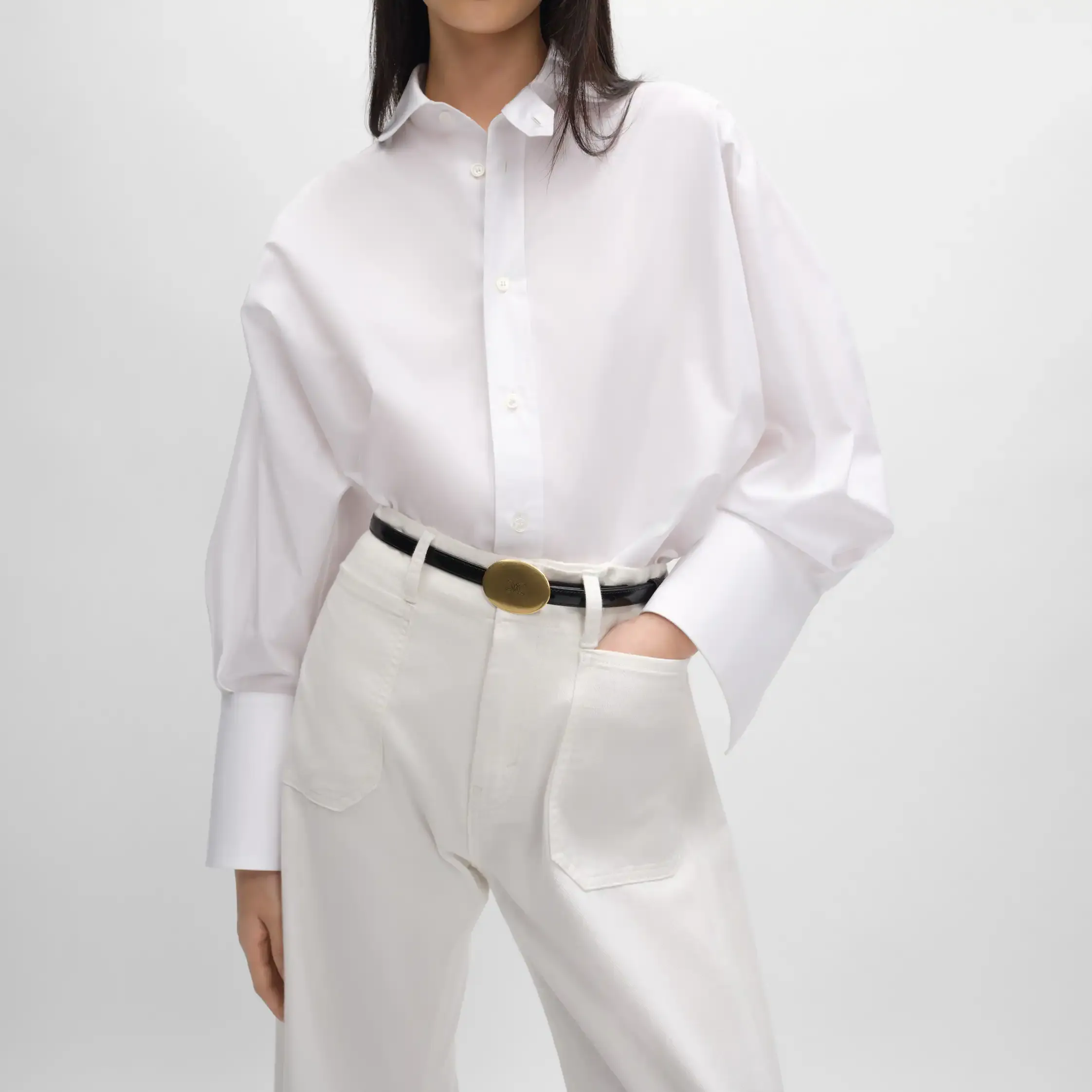 camisa oversized em popelina de algodão