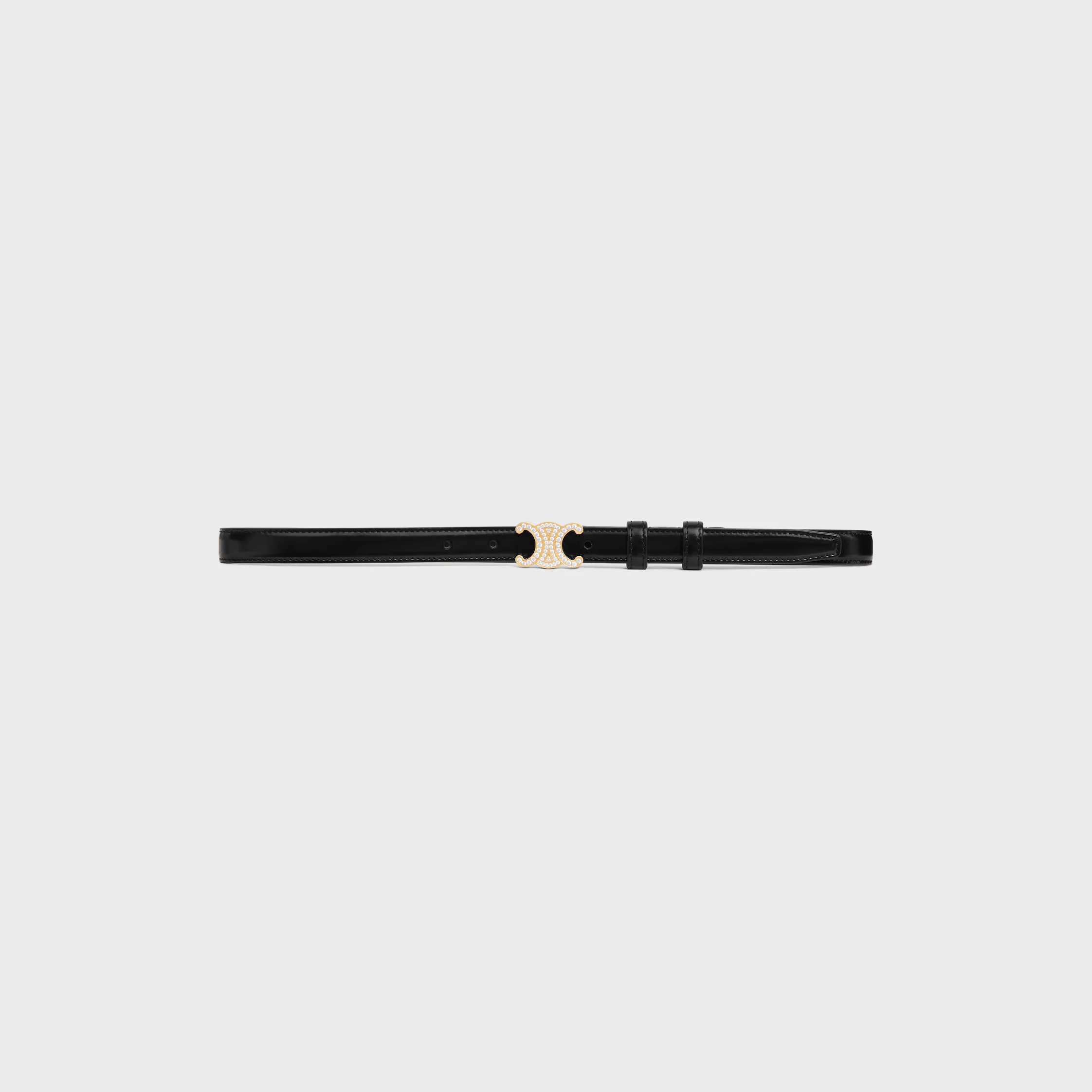Cinto pequeno de 18 mm com triomphe e strass em couro Taurillon