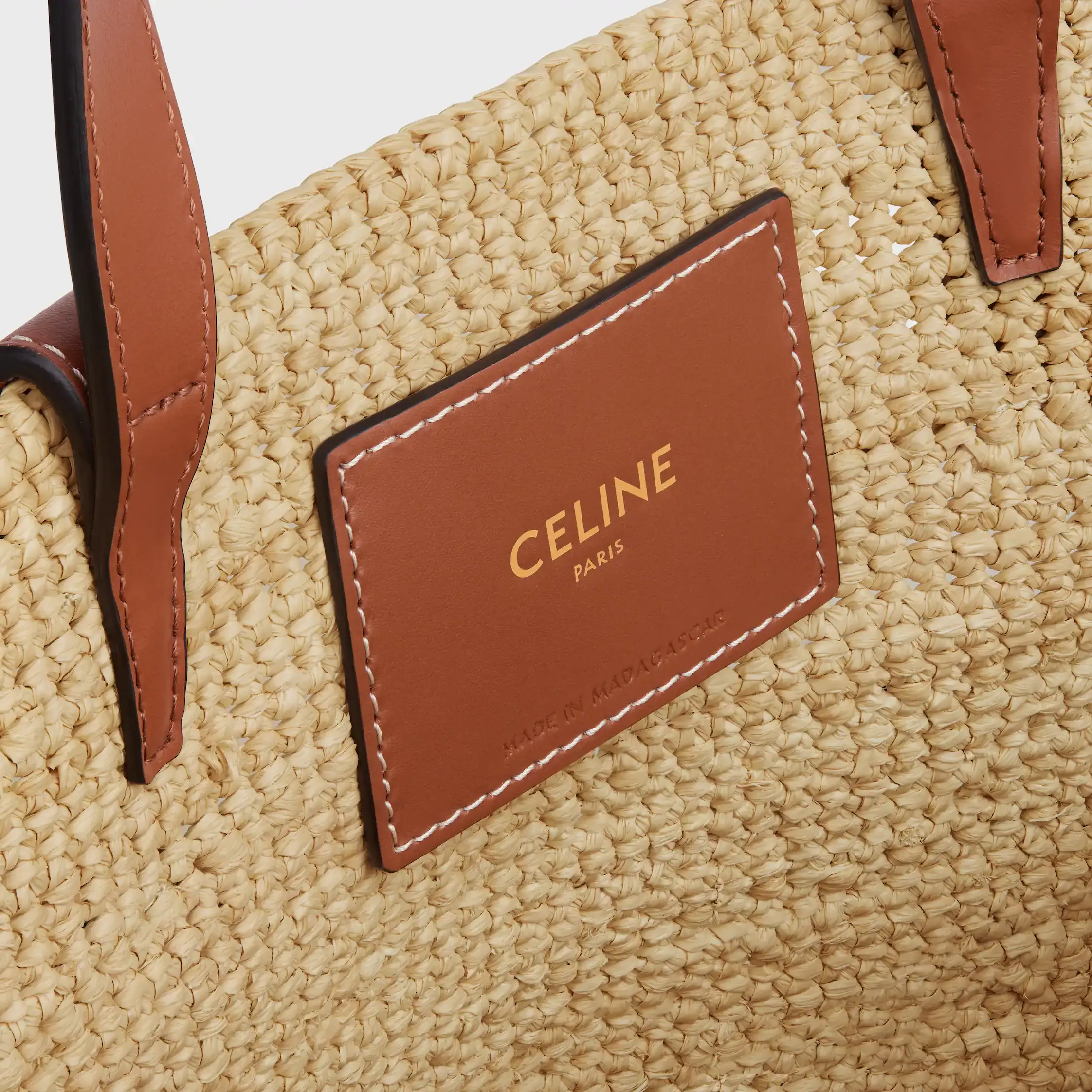 TEEN SUPPLE CELINE CLASSIC PANIER EM Raffia E Couro de Novilho