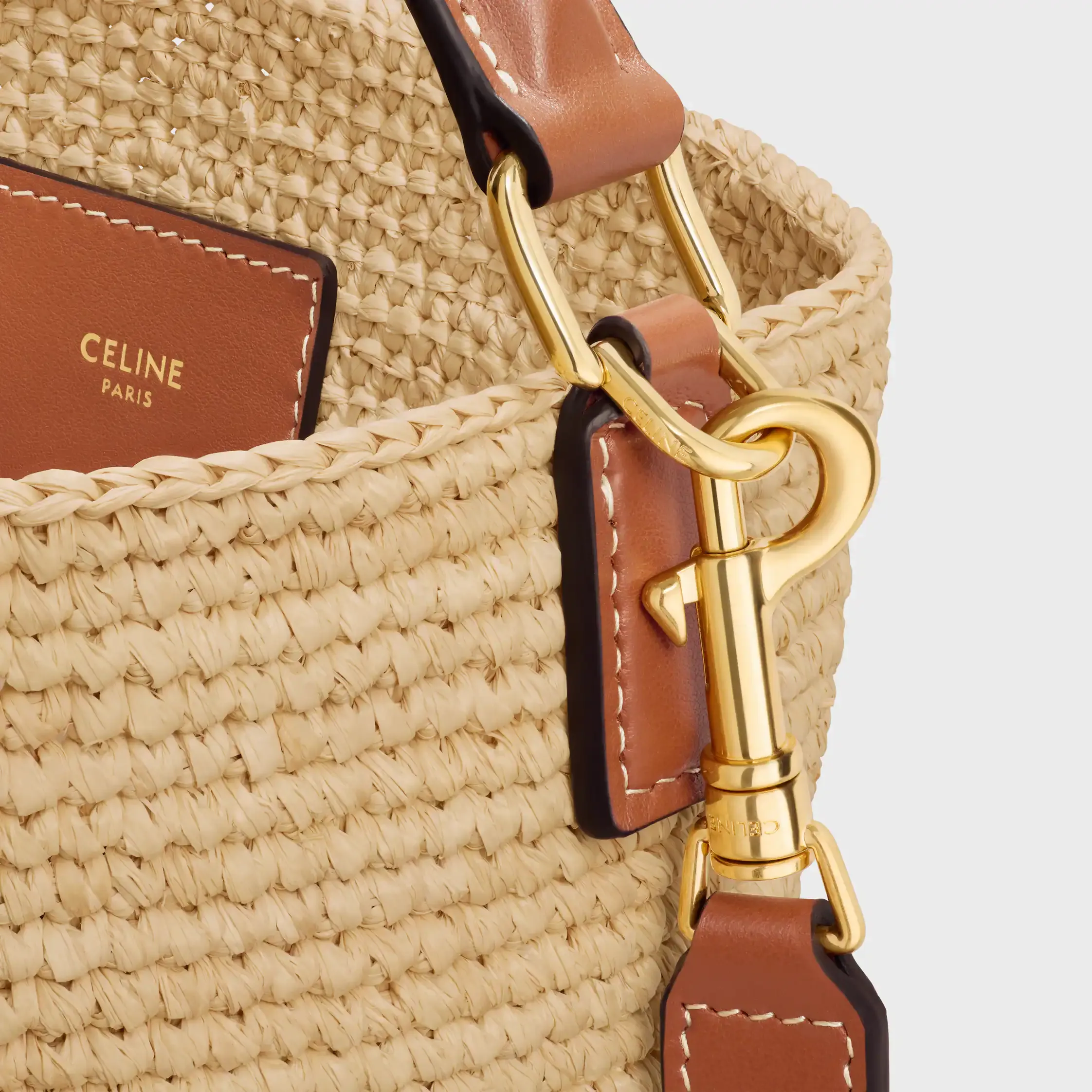 BOLSA MEDIUM LOUISE EM RÁFIA E COURO DE VACA
