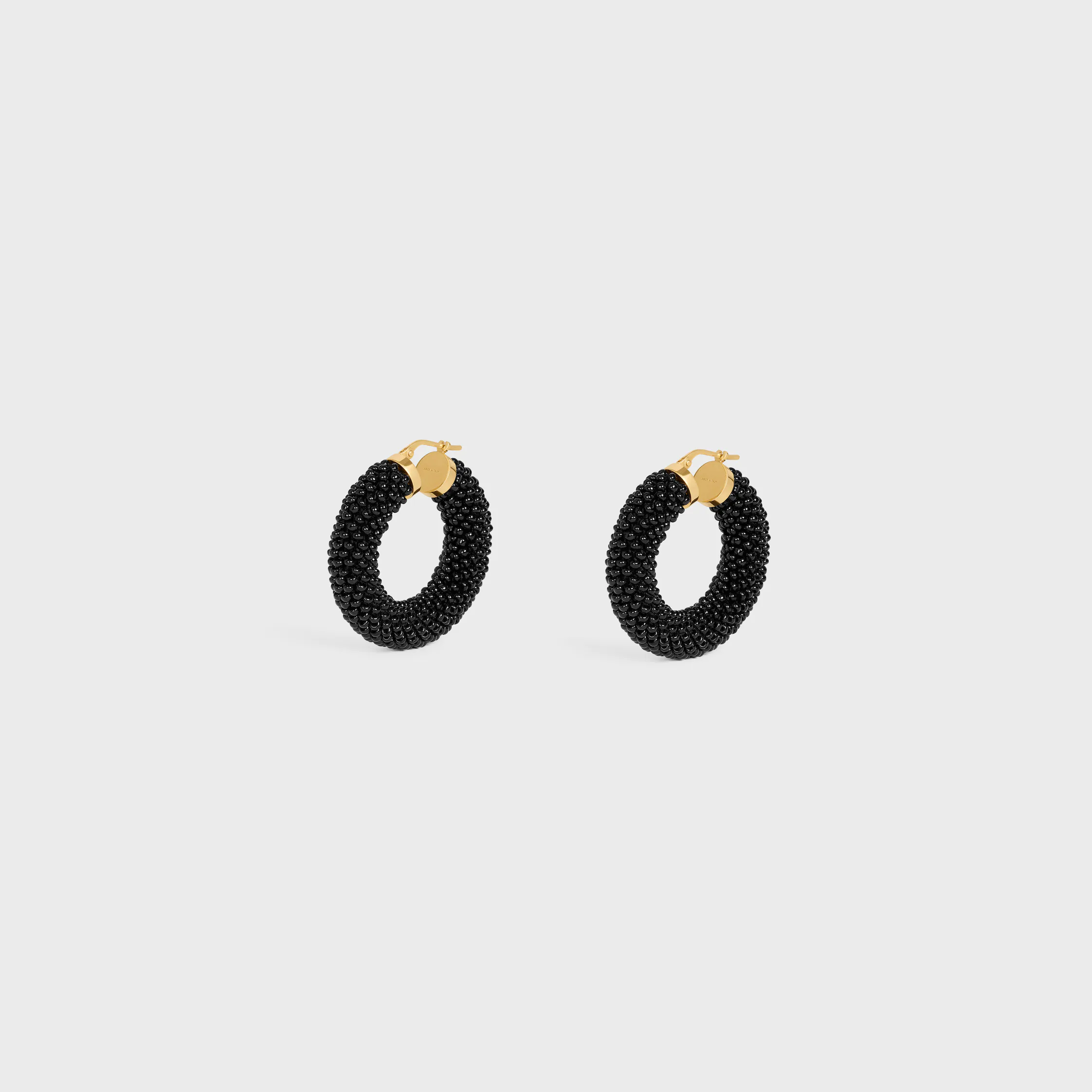 Celine Défilé Hoops Grossos em Contas de Vidro e Latão com Acabamento Dourado