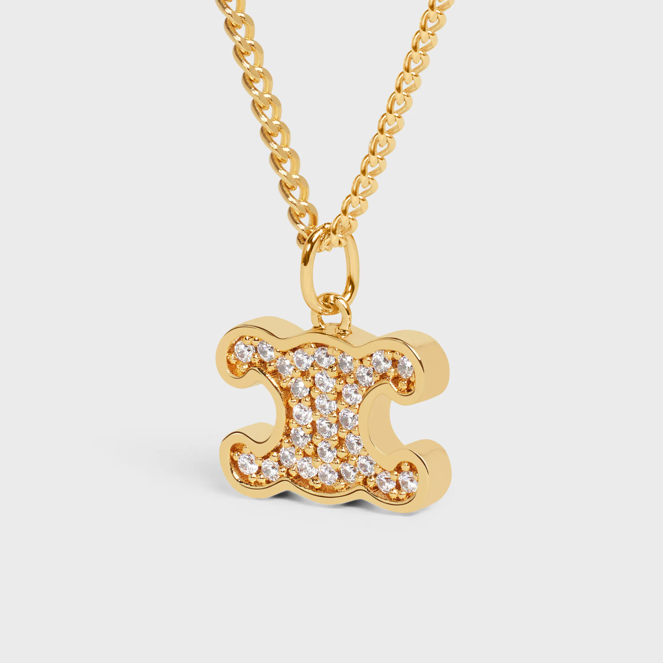 Colar Triomphe com Strass em Latão com Acabamento Dourado e Cristais