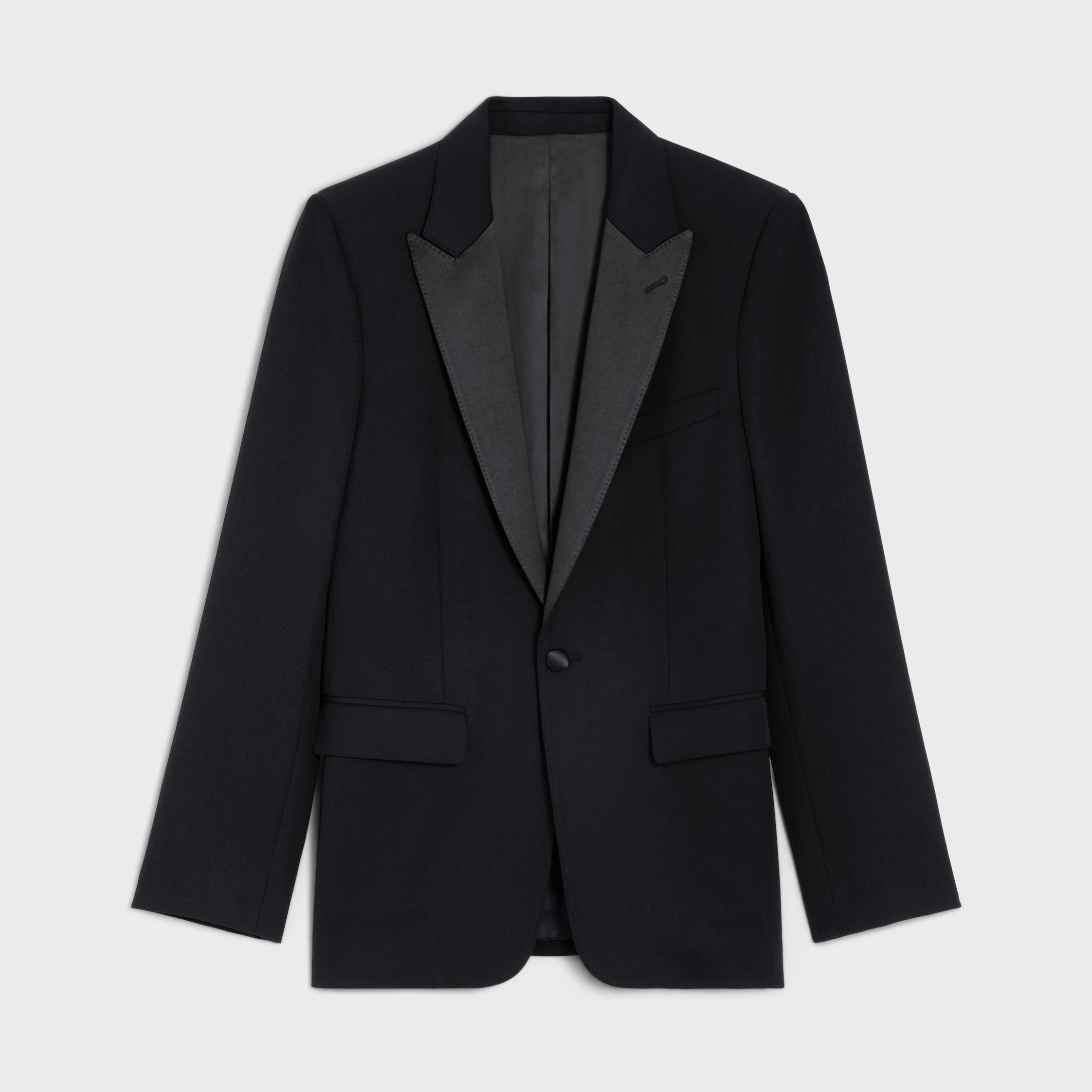 jaqueta tuxedo clássica em lã grain de poudre