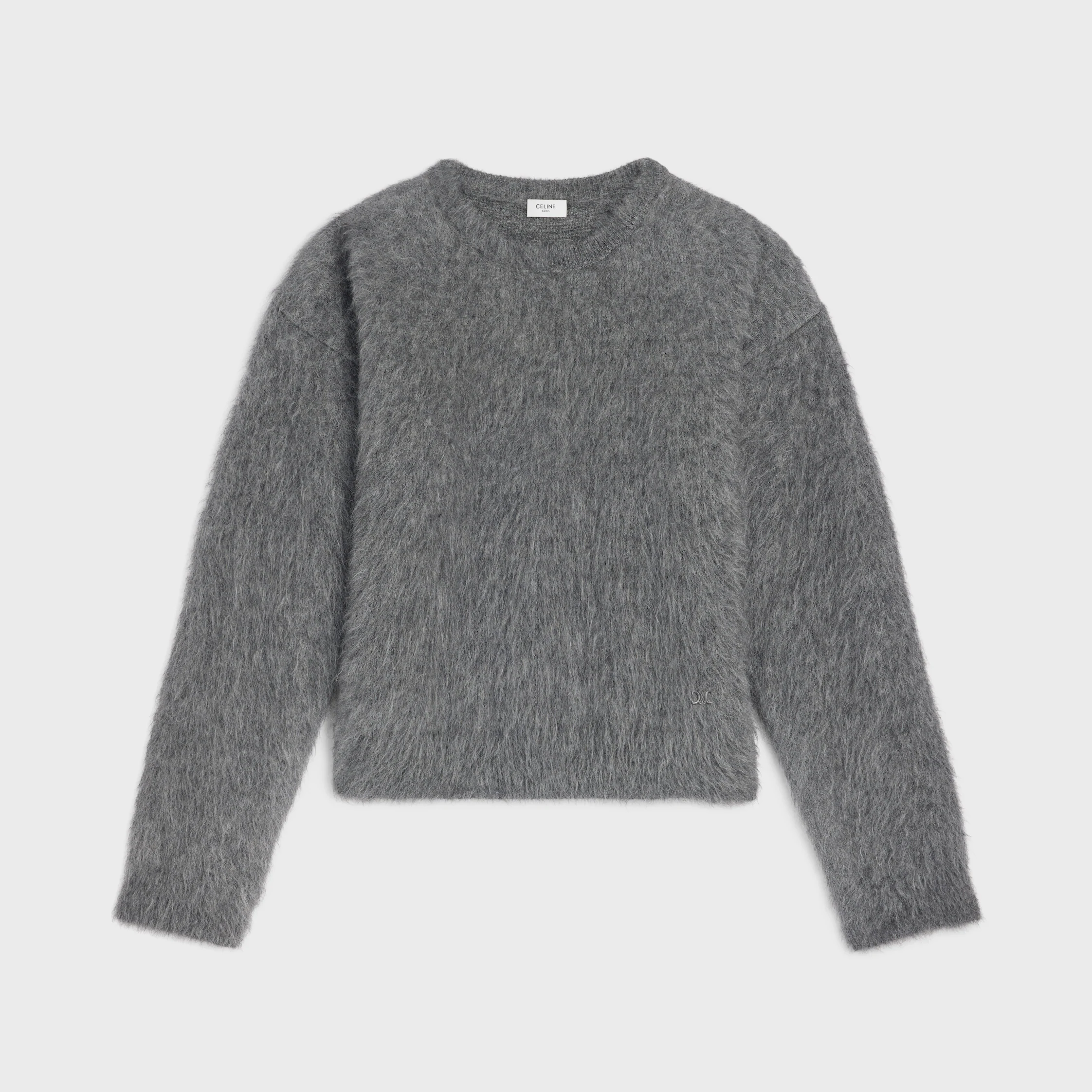 sweater com gola redonda em malha de mohair escovado
