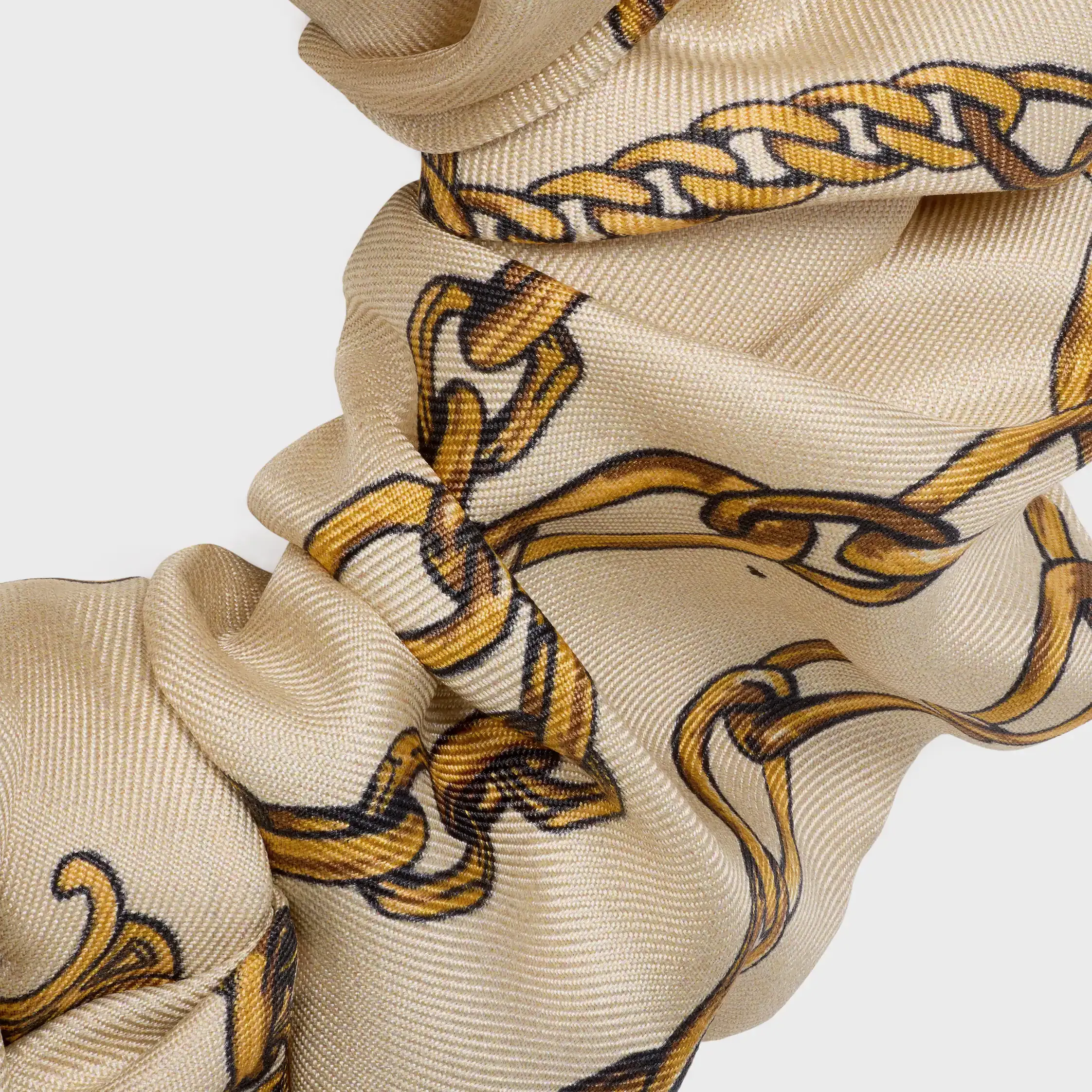 Celine Chains Bow Scrunchy em Seda