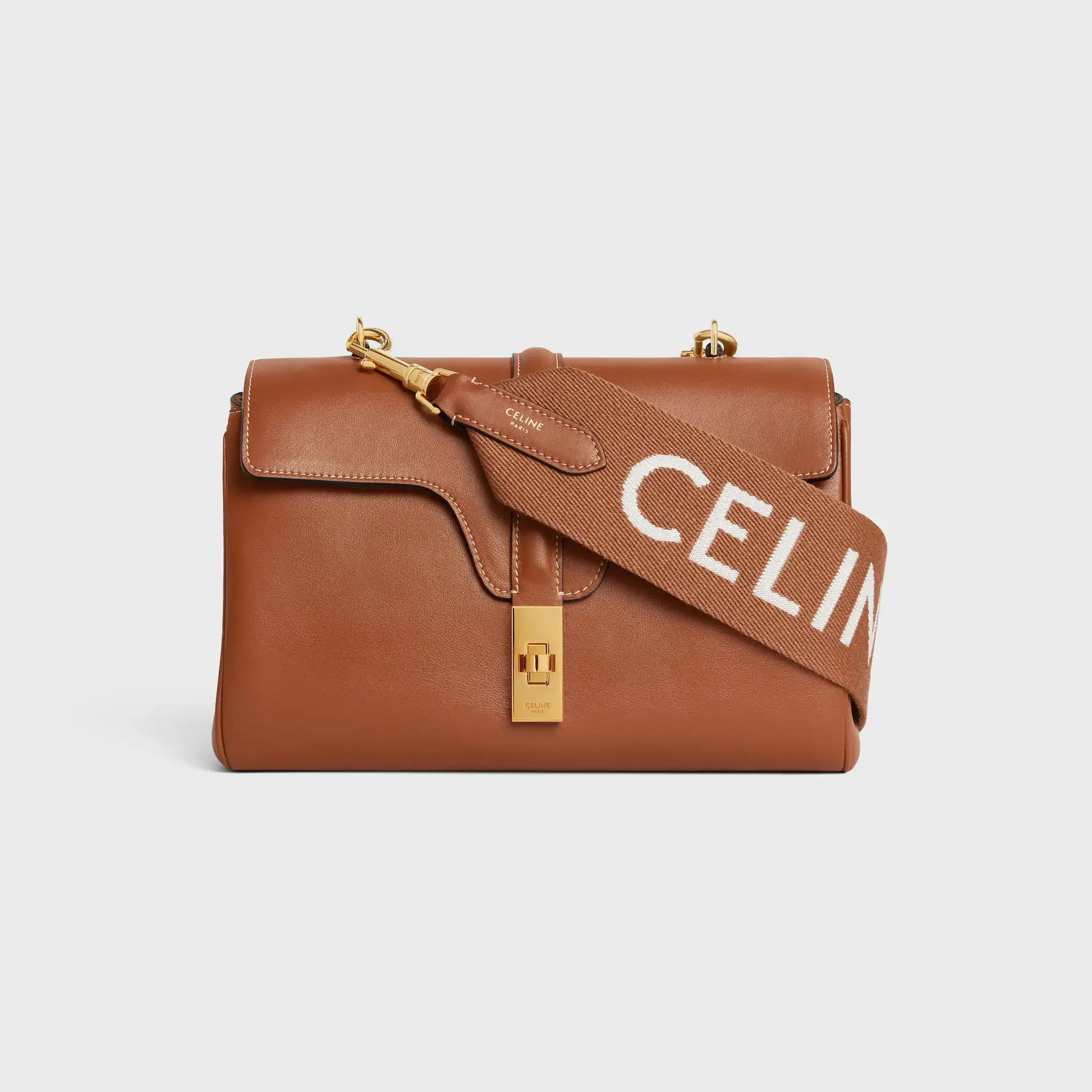 Alça Longa em Lã com Jacquard Celine com Acabamento Dourado