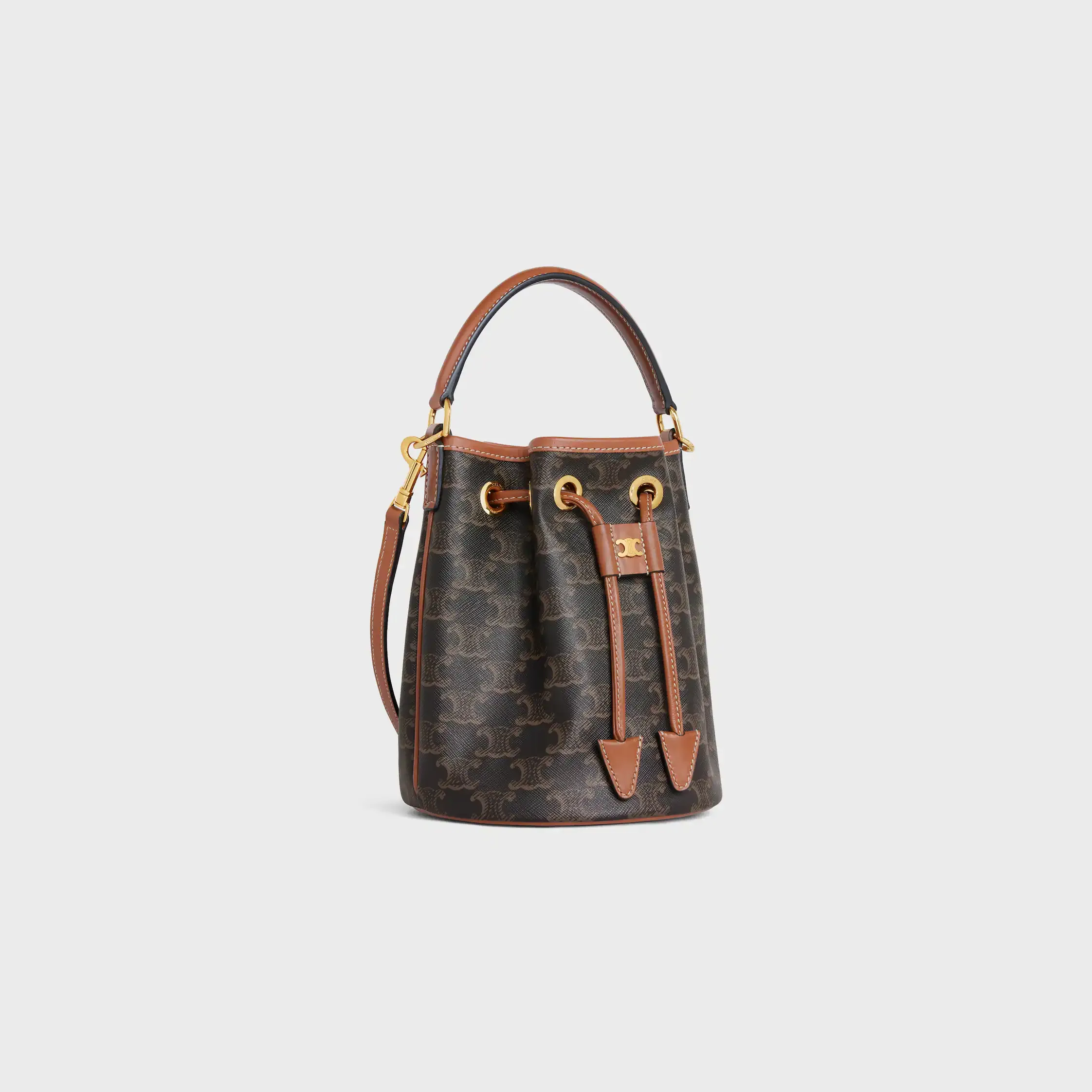 BOLSA TEEN CLARA EM TECIDO TRIOMPHE E COURO DE VACA