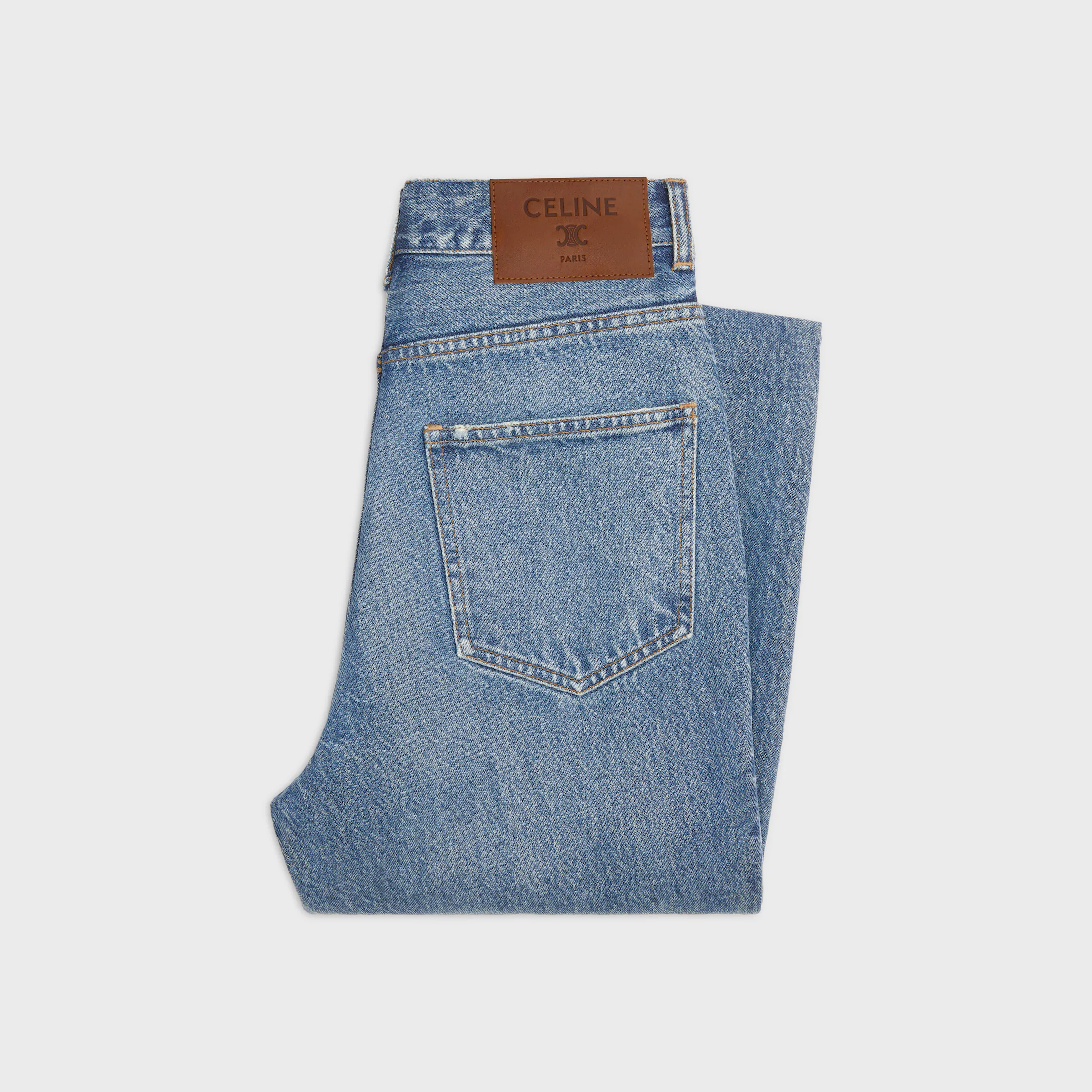 calças flare 001 em denim de algodão