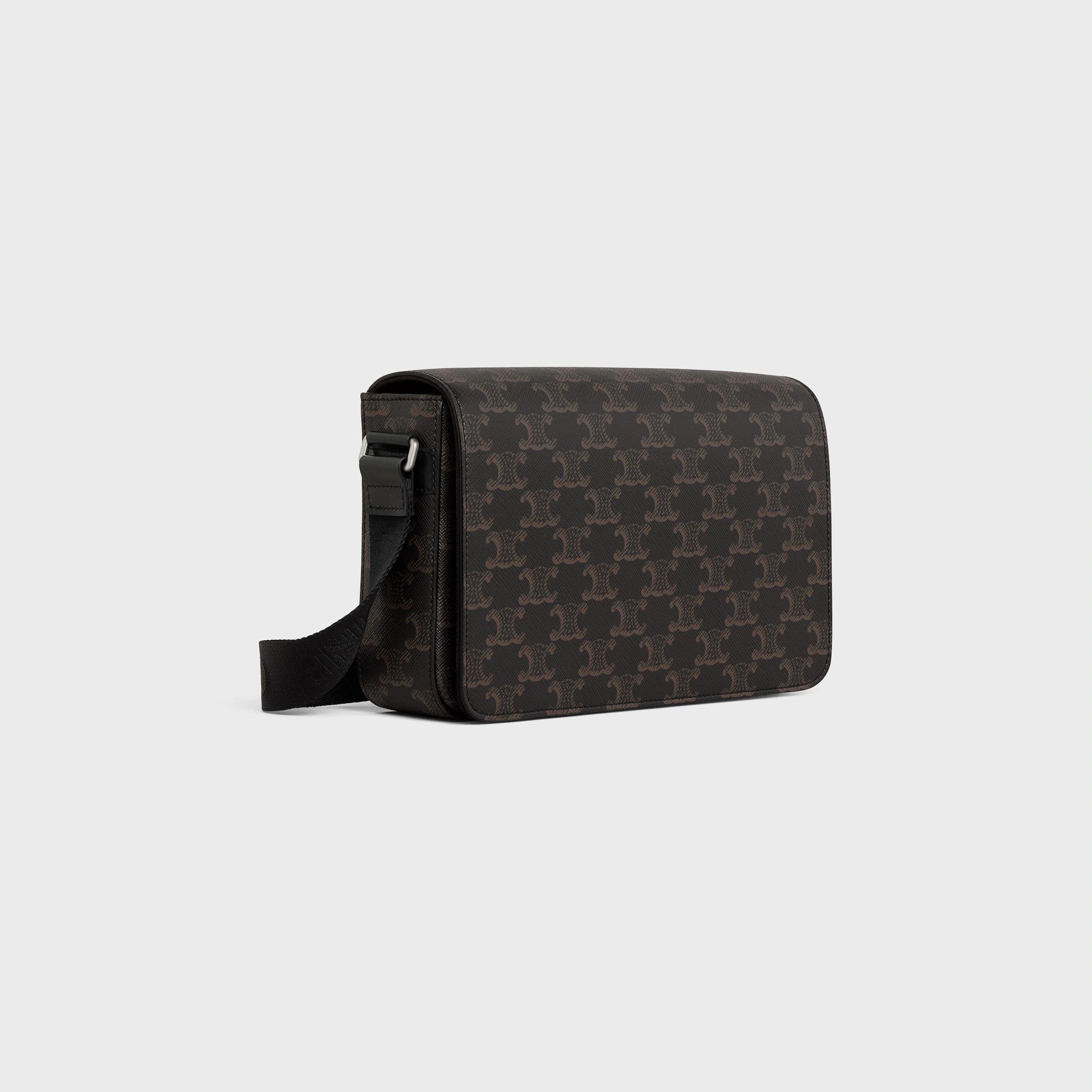 Bolsa Messenger Flap em Tela Triomphe e Couro de Novilho