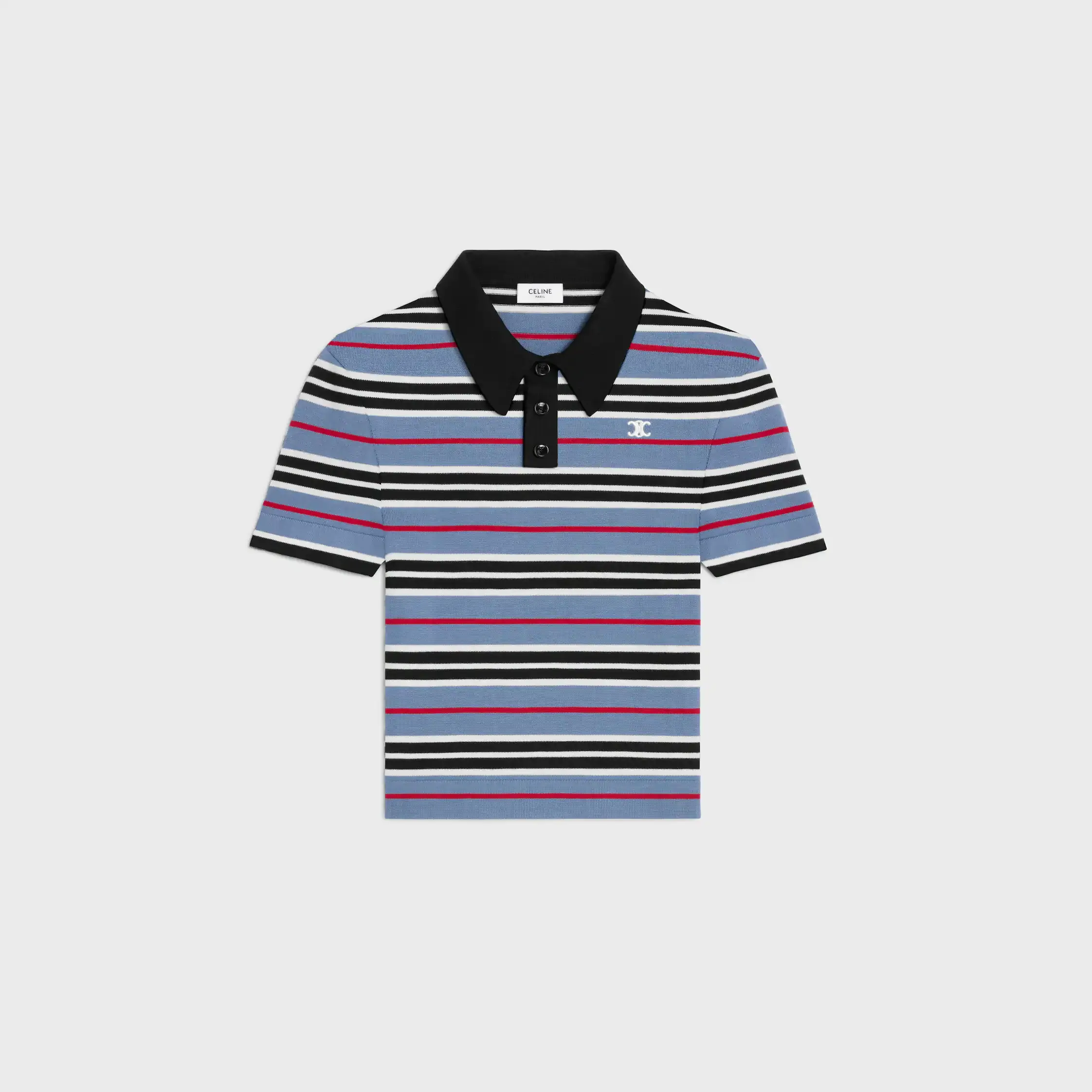 polo cropped em algodão listrado