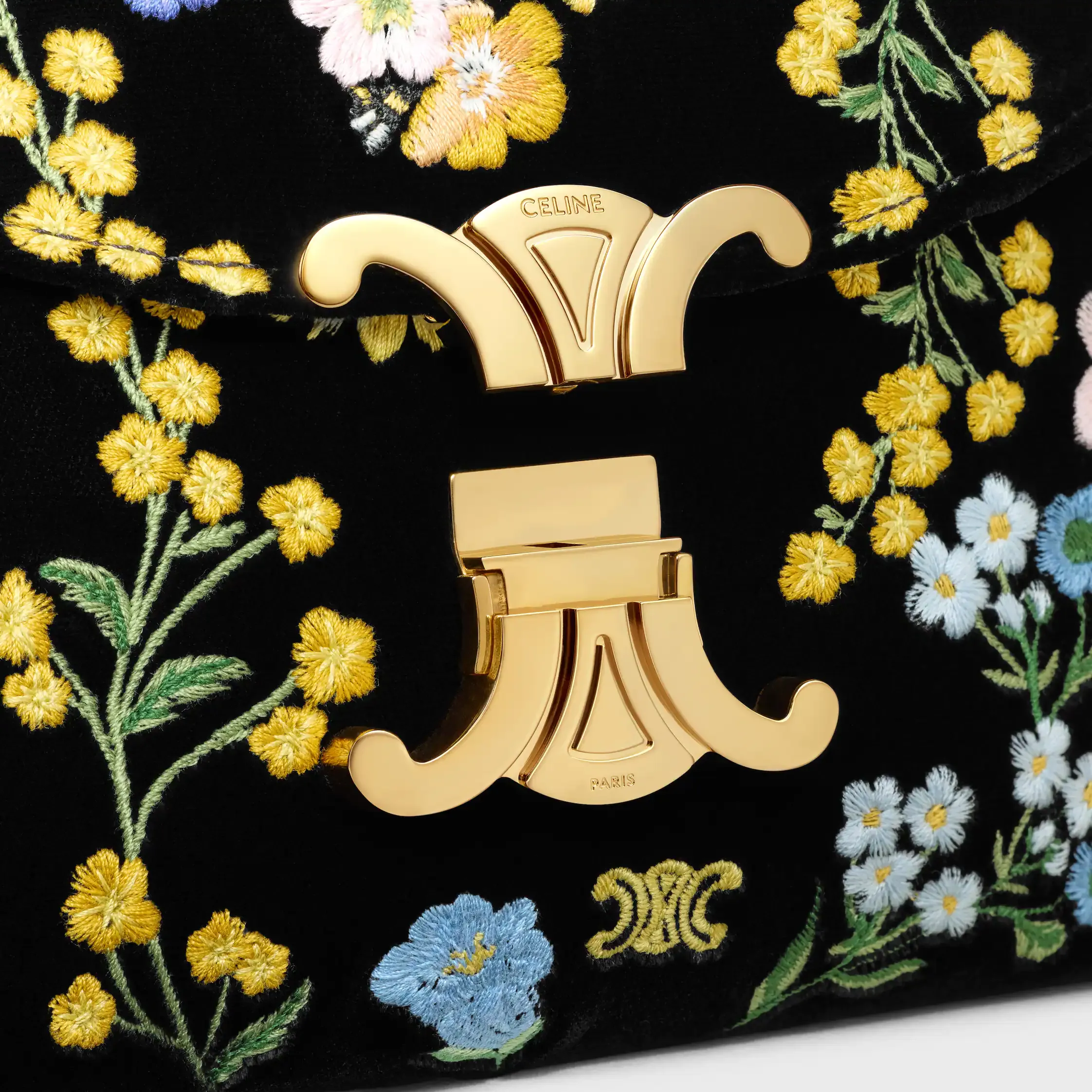 BOLSA TEEN NINO EM VELUDO COM BORDADO FLORAL
