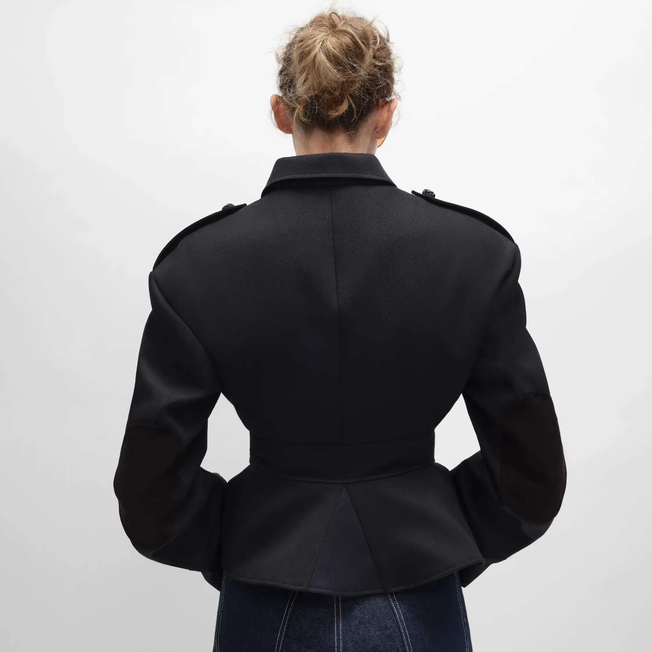jaqueta peplum em gabardine de lã