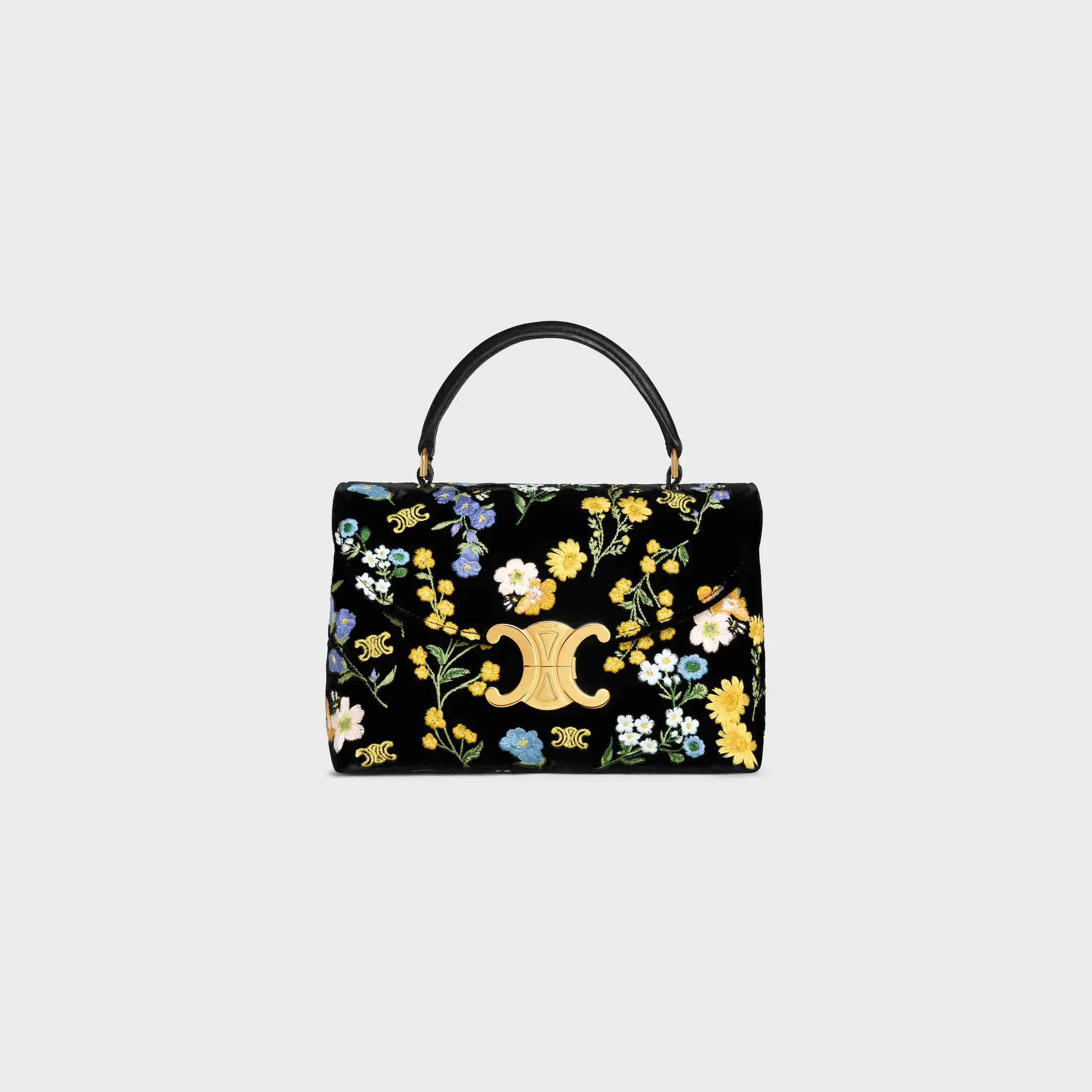 BOLSA TEEN NINO EM VELUDO COM BORDADO FLORAL