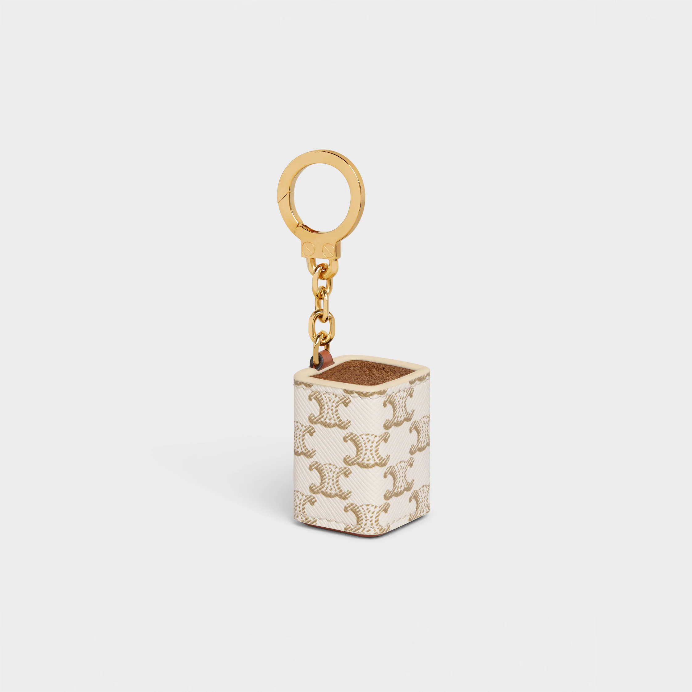 Miniatura de Suporte para Perfume em Tela Triomphe e Couro de Novilho