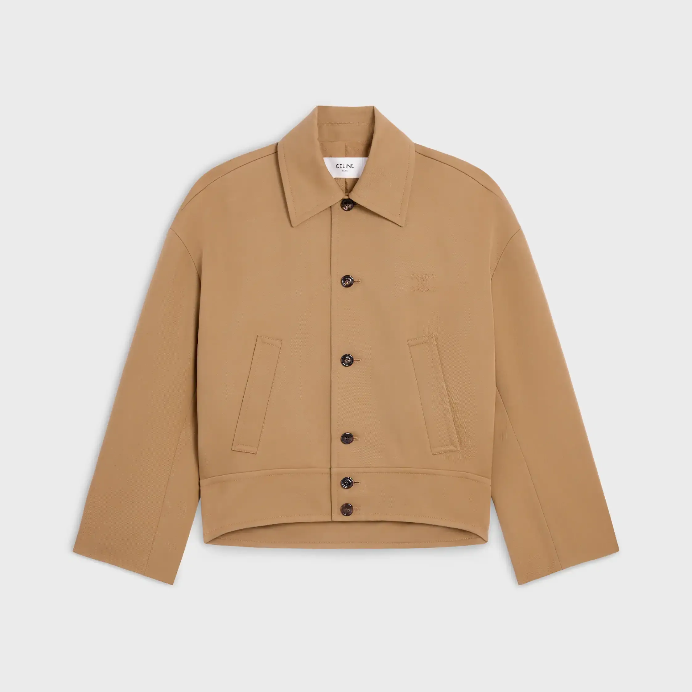 jaqueta em gabardine de algodão e lã