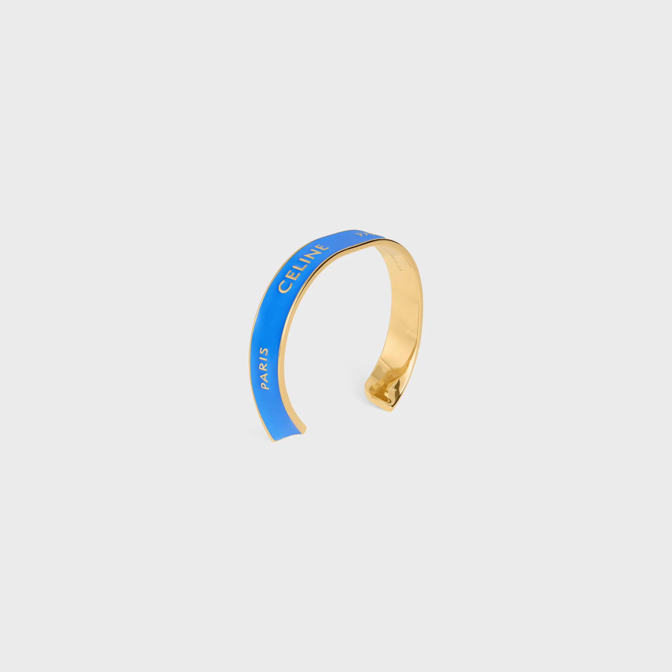 Pulseira Pequena Celine com Fita em Esmalte e Latão com Acabamento Dourado