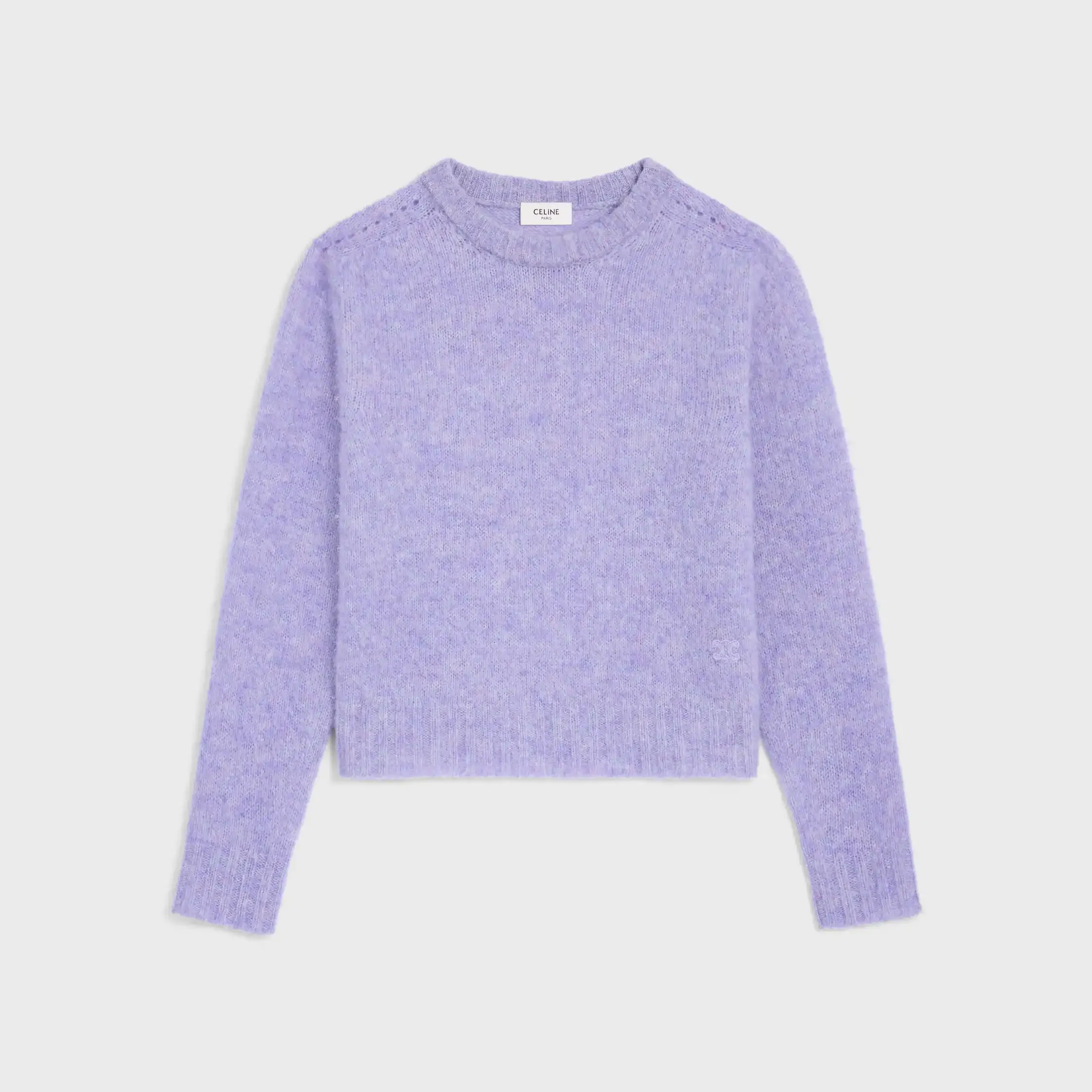 sweater com gola redonda em lã de xadrez