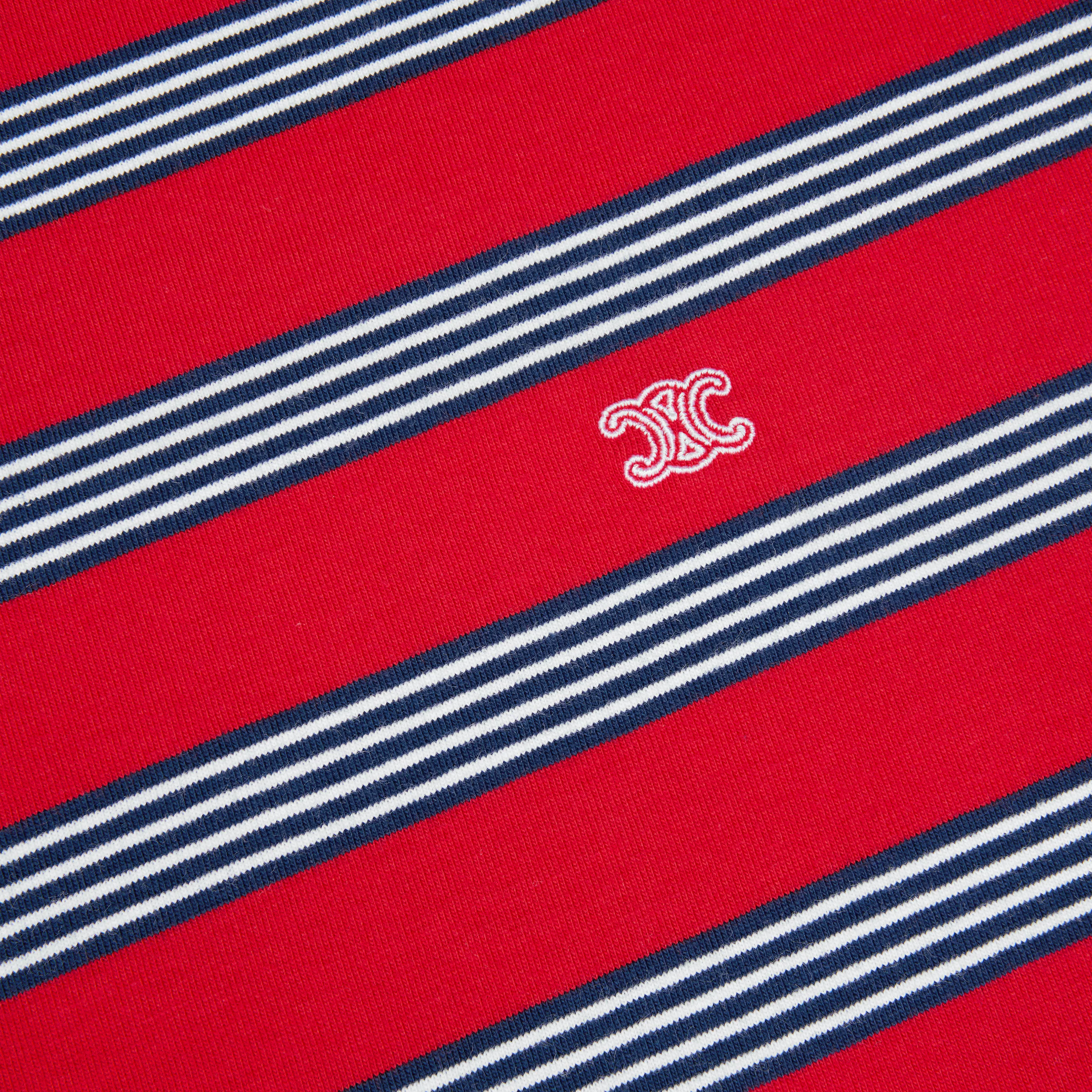 camiseta regular em malha de algodão listrada