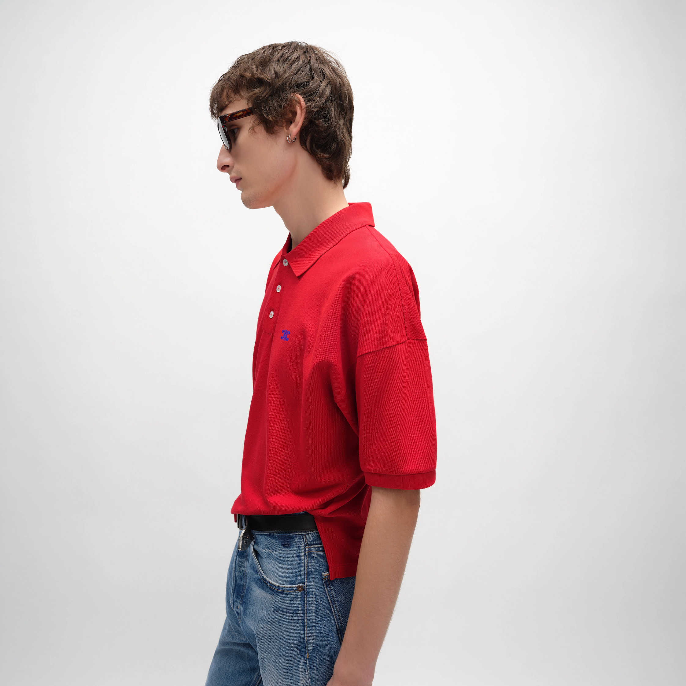 camisa polo em malha de algodão piqué
