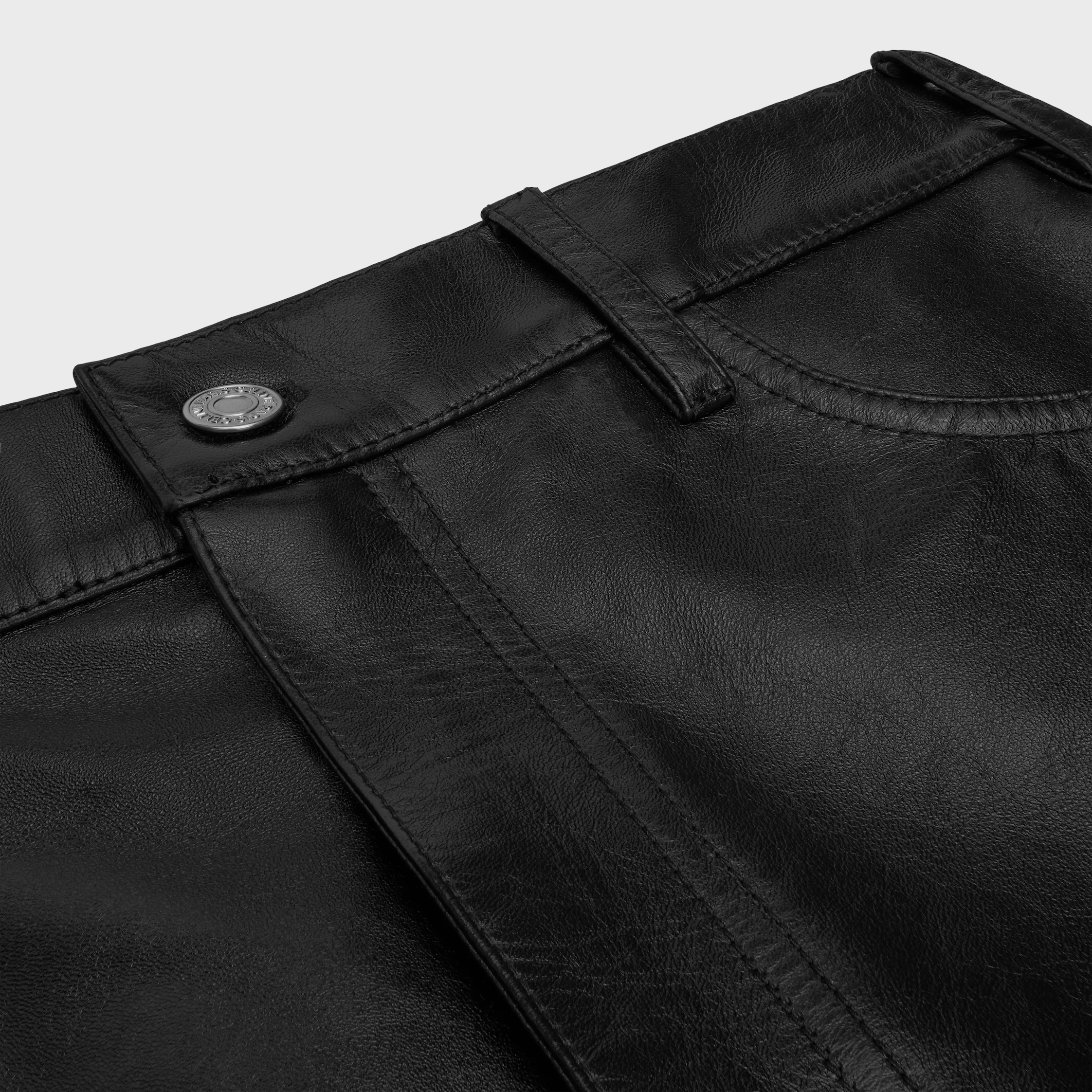 jeans retos em couro de cordeiro macio