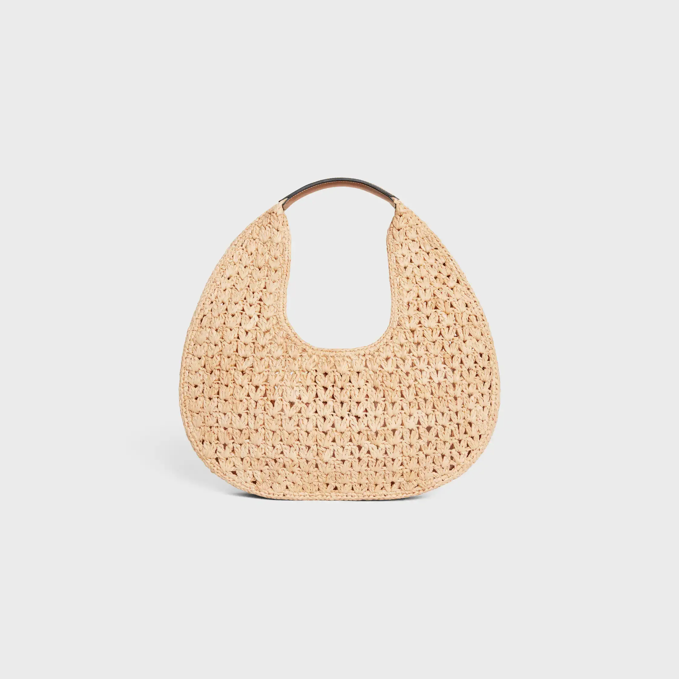 bolsa hobo celine clássica em rafia e couro de bezerro