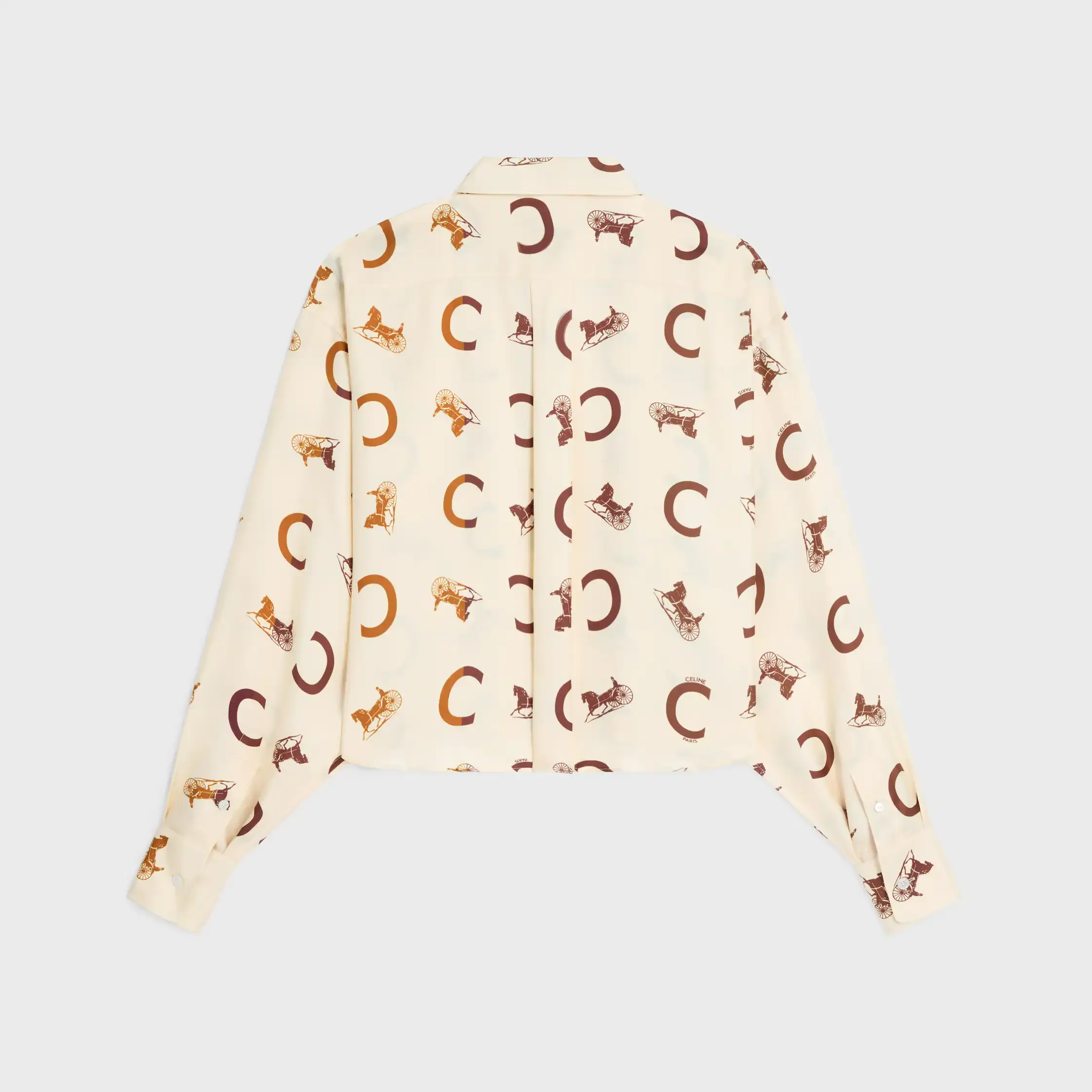 camisa cropped em seda twill