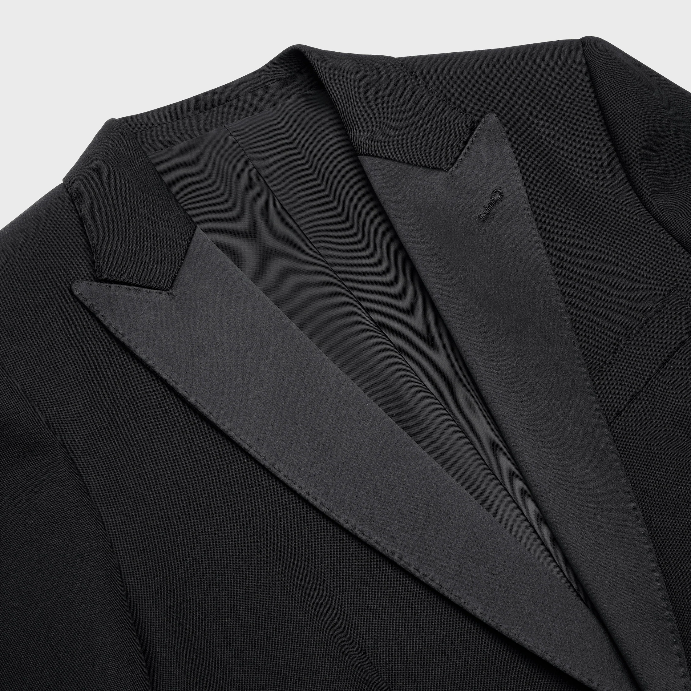 jaqueta tuxedo clássica em lã grain de poudre