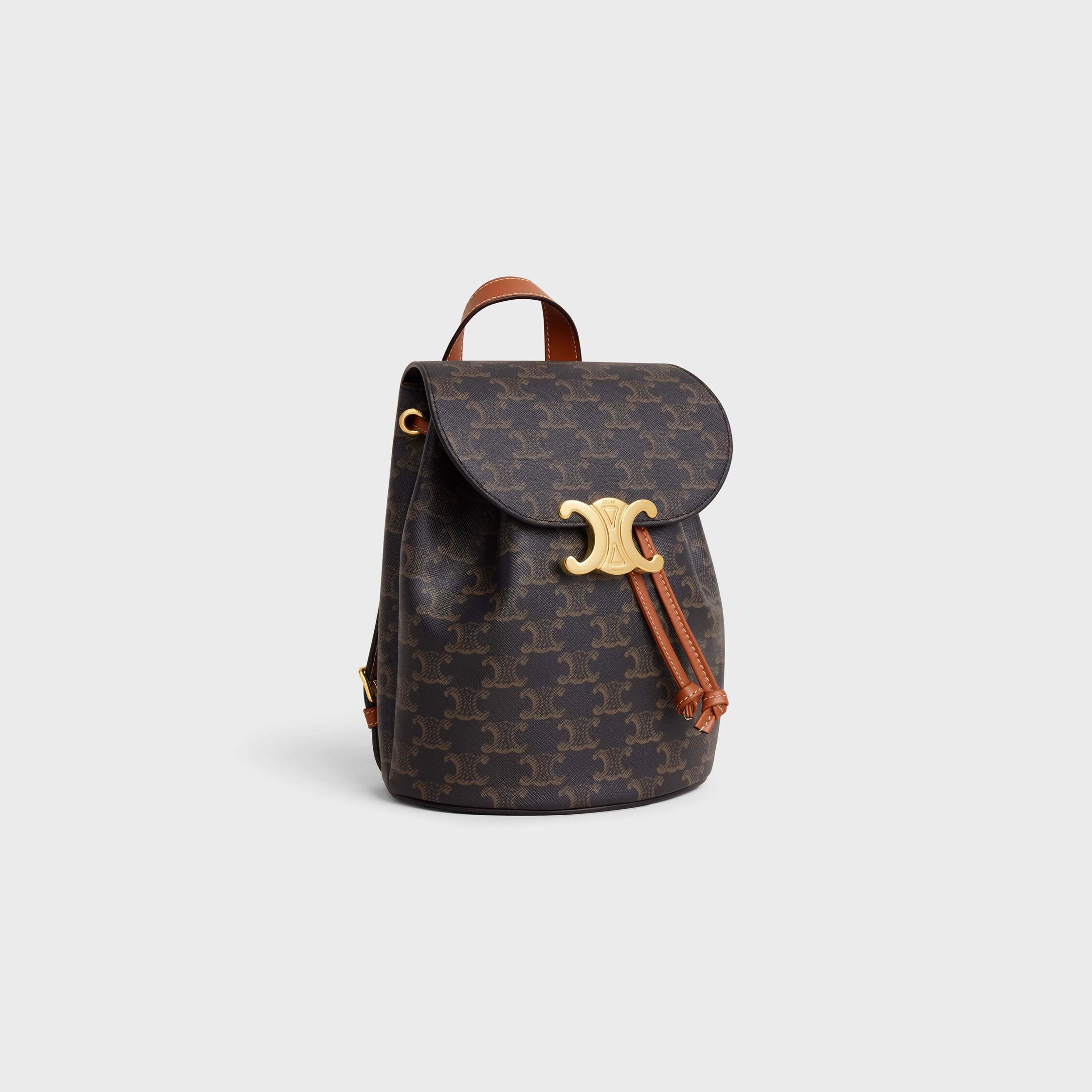 MOCHILA CELINE BONNIE EM TECIDO TRIOMPHE E COU DE VACA