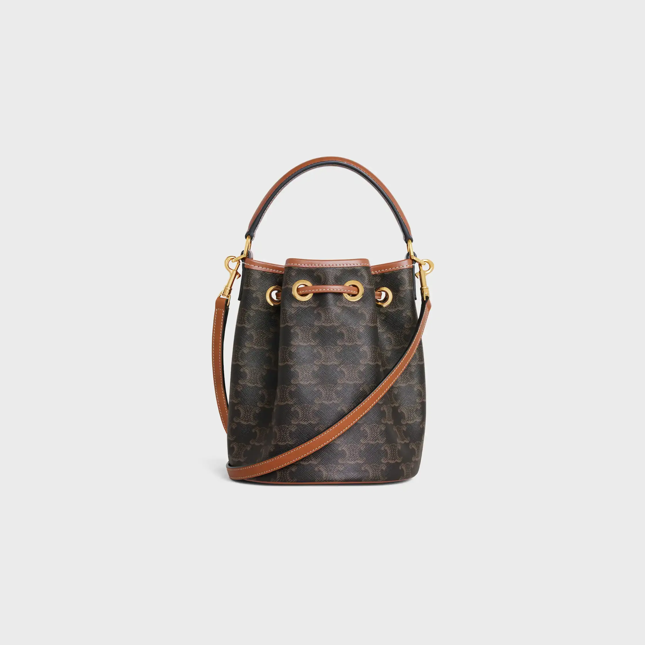 BOLSA TEEN CLARA EM TECIDO TRIOMPHE E COURO DE VACA
