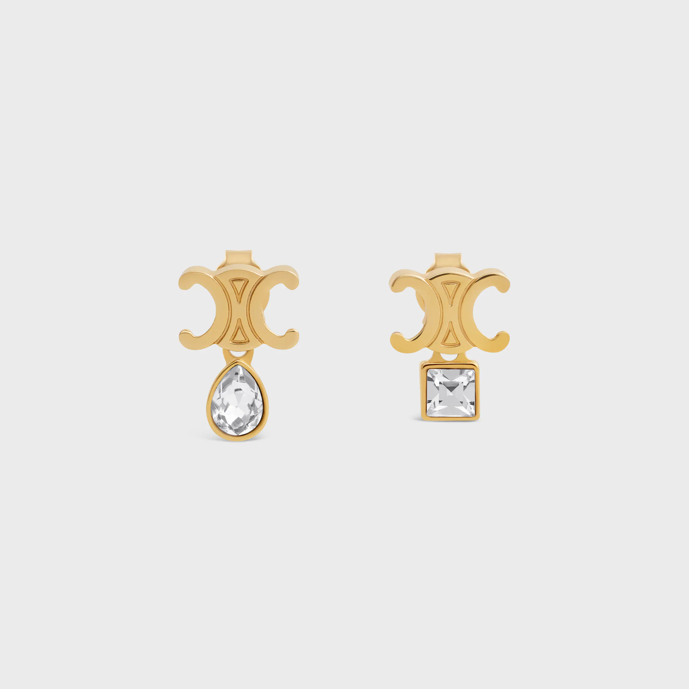 Brincos Triomphe Twinkle em Strass e Latão com Acabamento Dourado