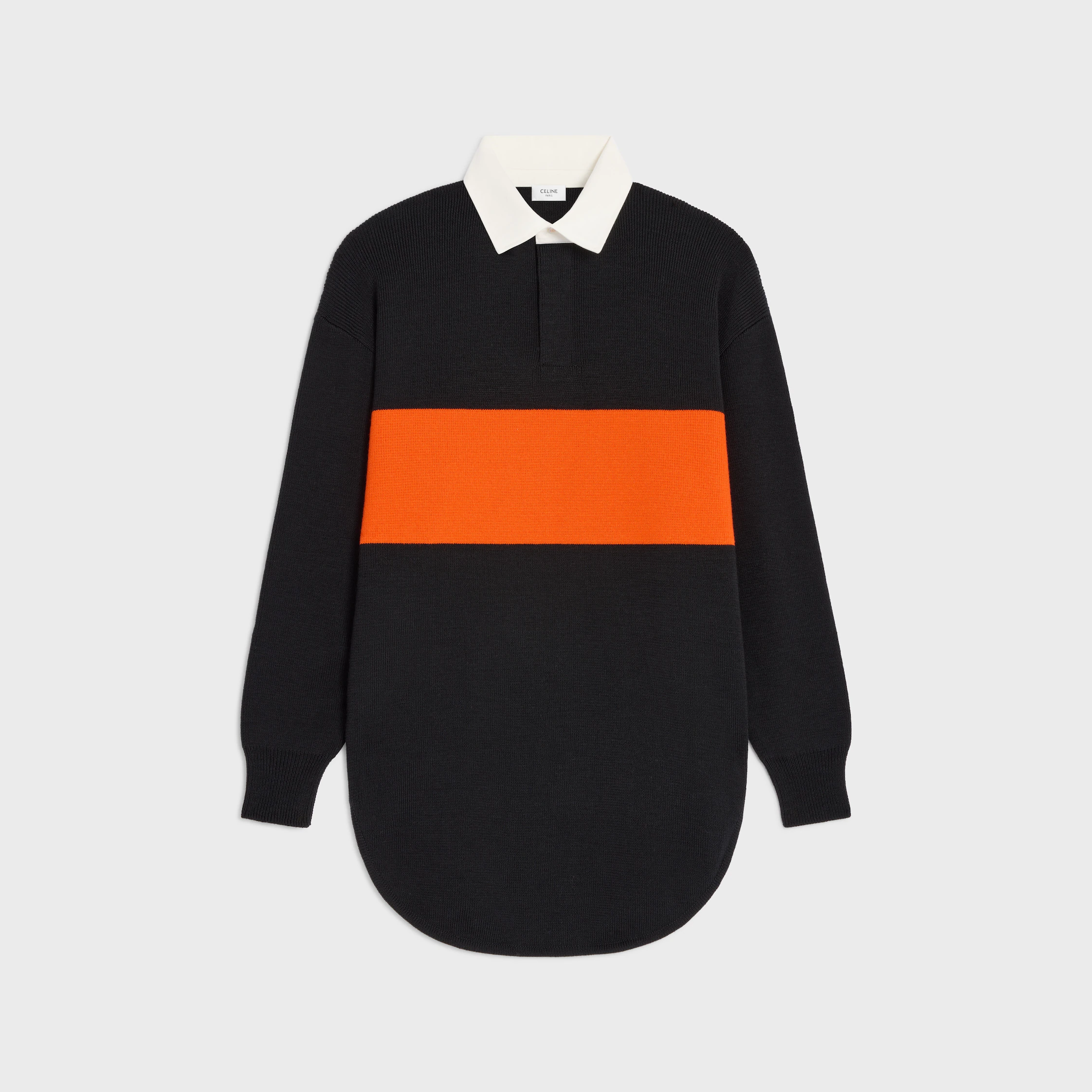 sweater polo oversized em lã
