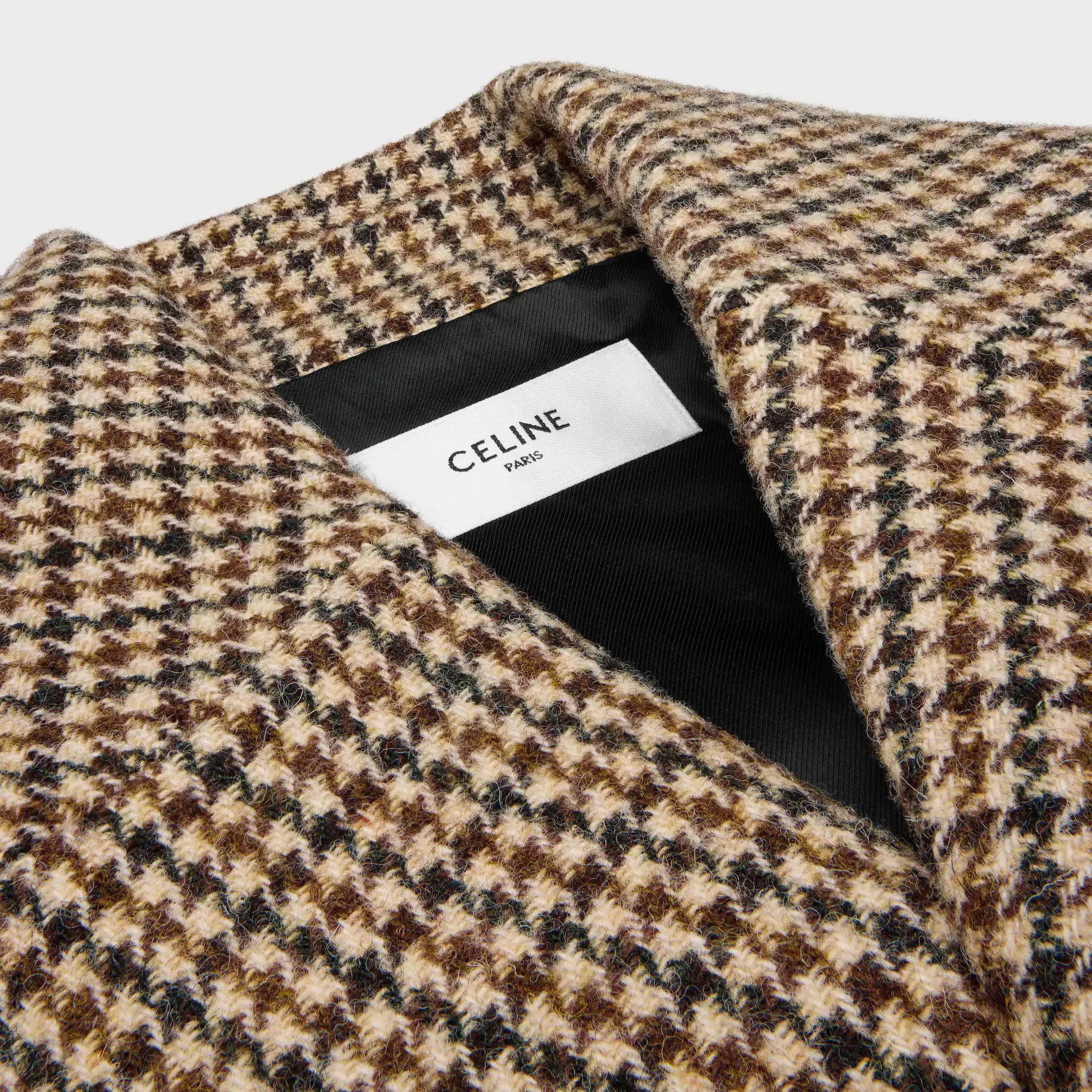 casaco em lã com estampa houndstooth