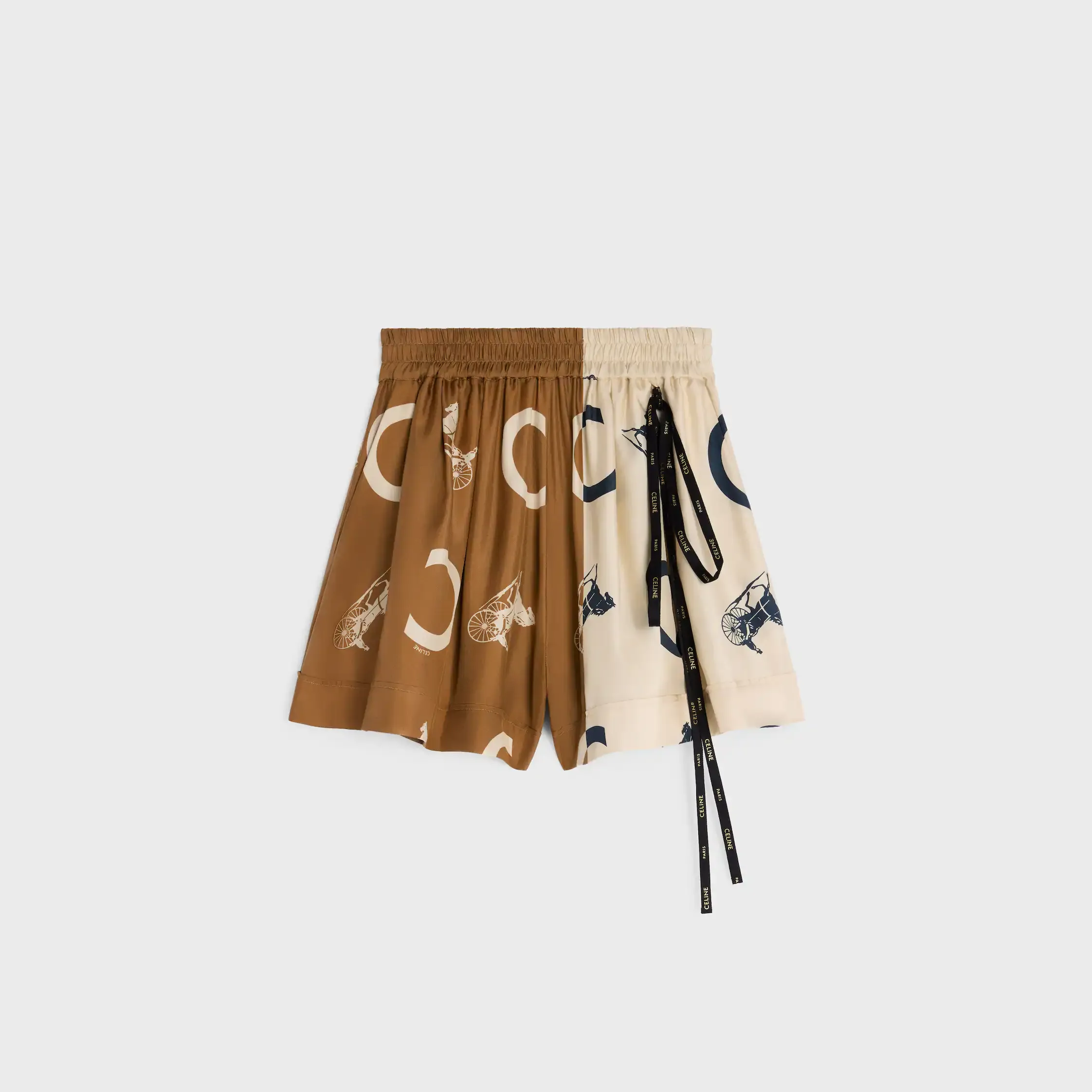 calças de pijama em seda twill