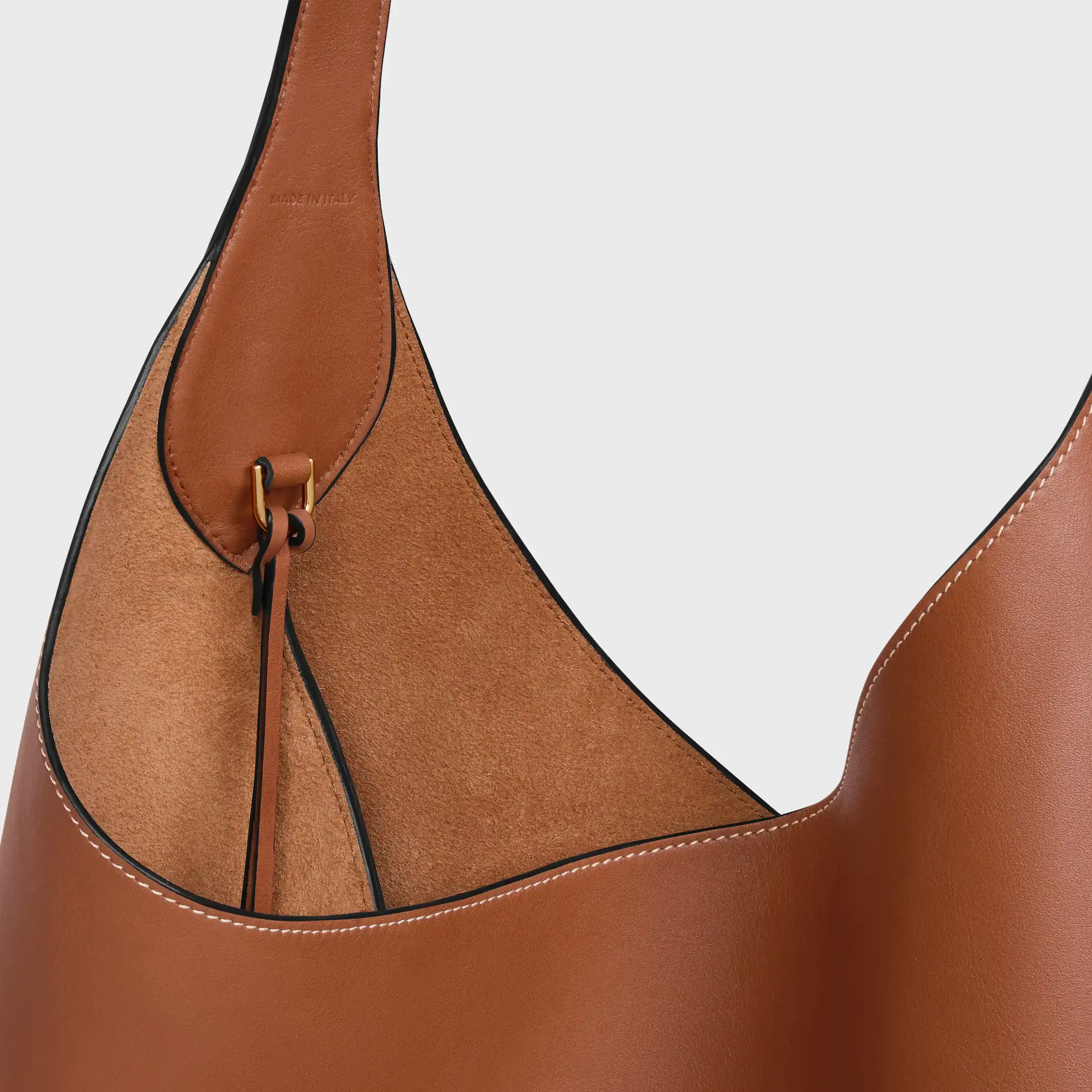 BOLSA HOBO GRANDE EM COURO DE VACUO MACIO NATURAL