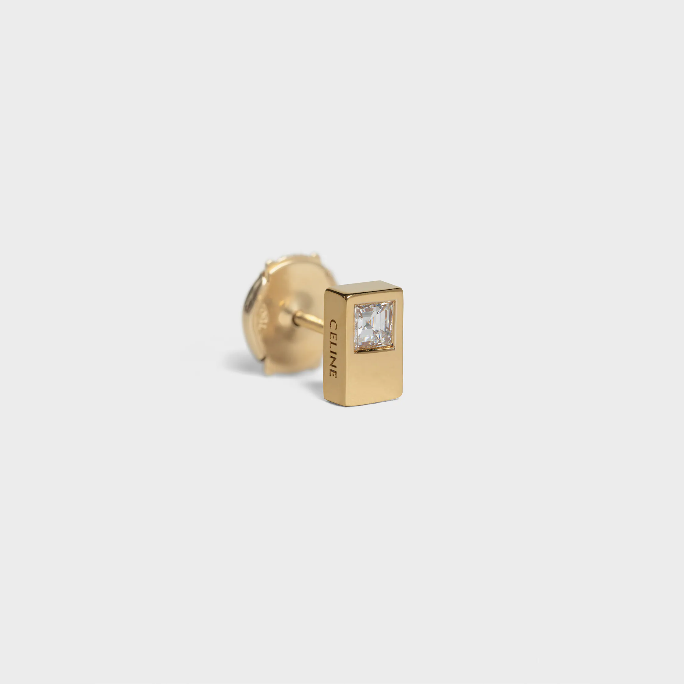 Celine Sentimental Double Square Stud em Ouro Amarelo e Diamante