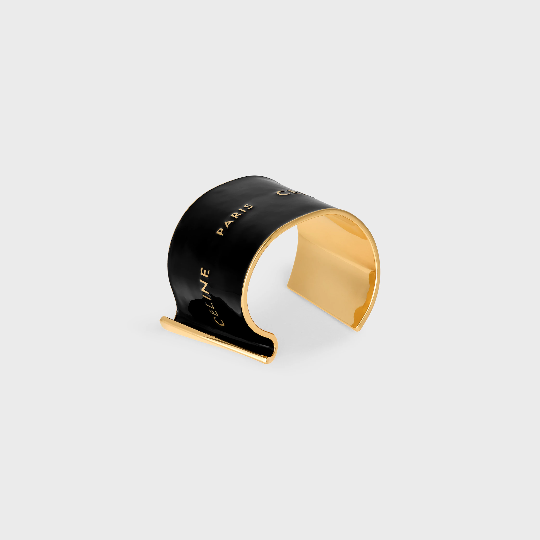 Pulseira Grande Celine com Fita em Esmalte e Latão com Acabamento Dourado