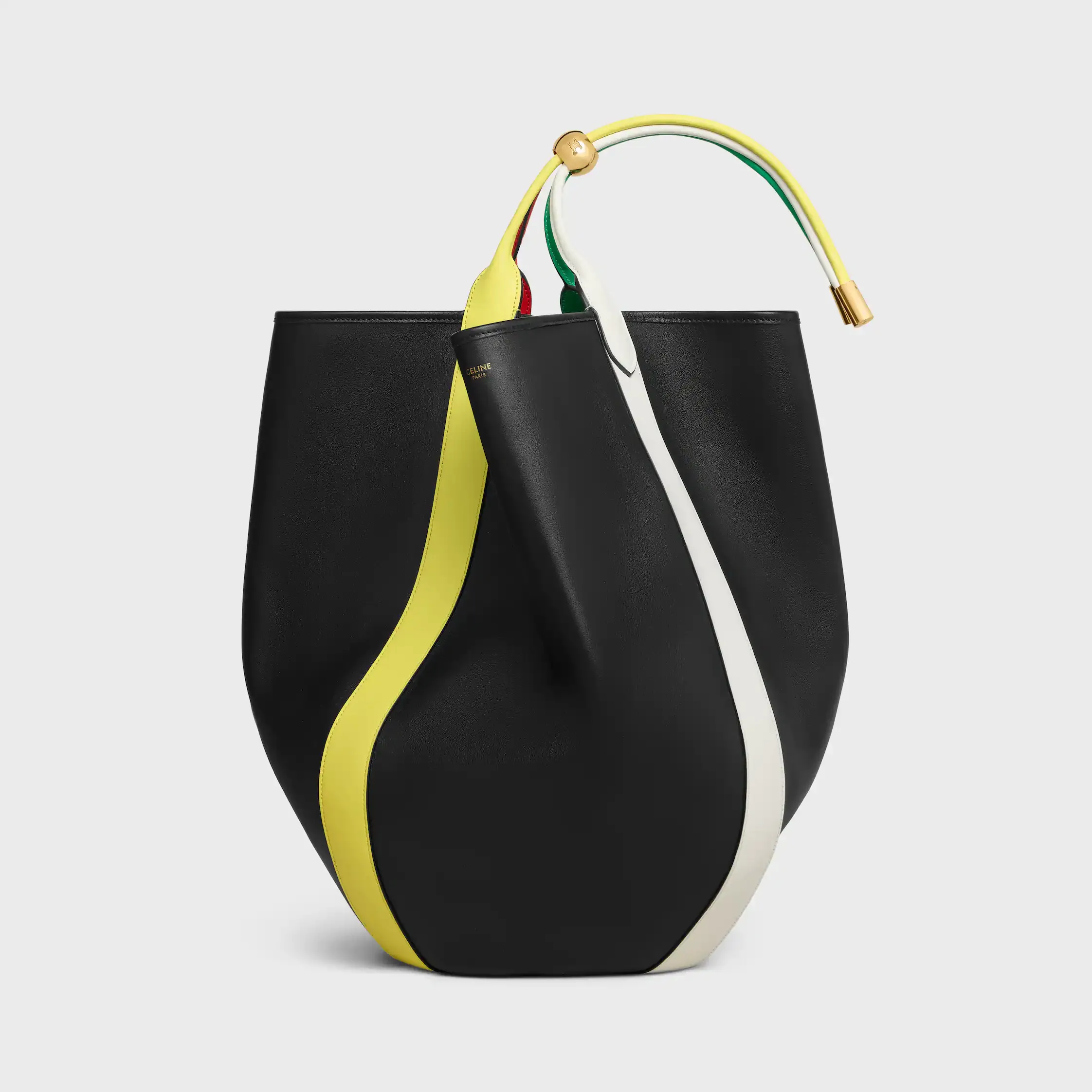 BOLSA BUCKET GRANDE EM COURO DE VACADO LISOS