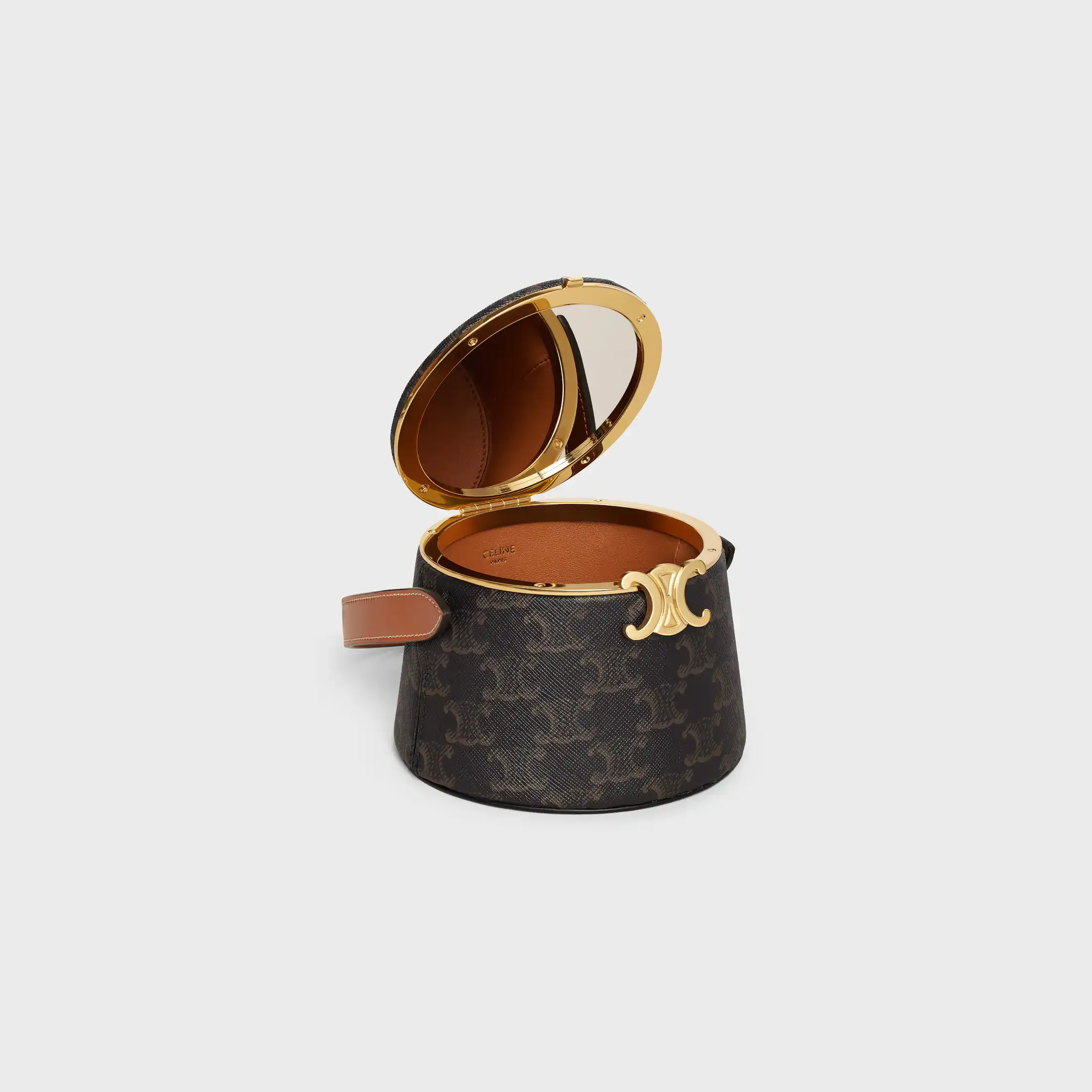 MINAUDIERE NINA CELINE EM COURO DE CORDEIRO COM ESTAMPADO TRIOMPHE E COURO DE VACADO